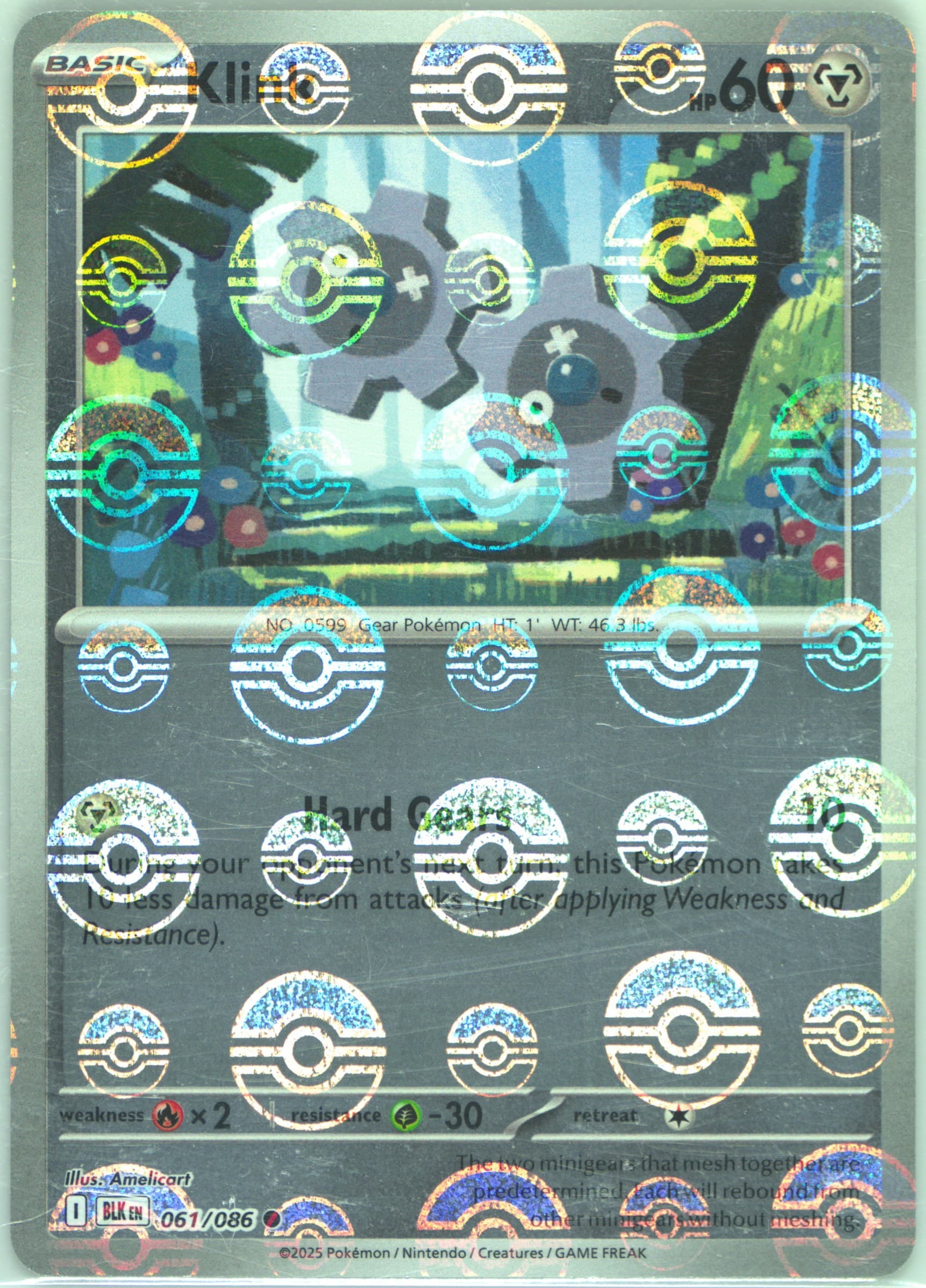 Klink Poke Ball Reverse Holo (061) 2025 Pokemon Blk EN-Black Bolt