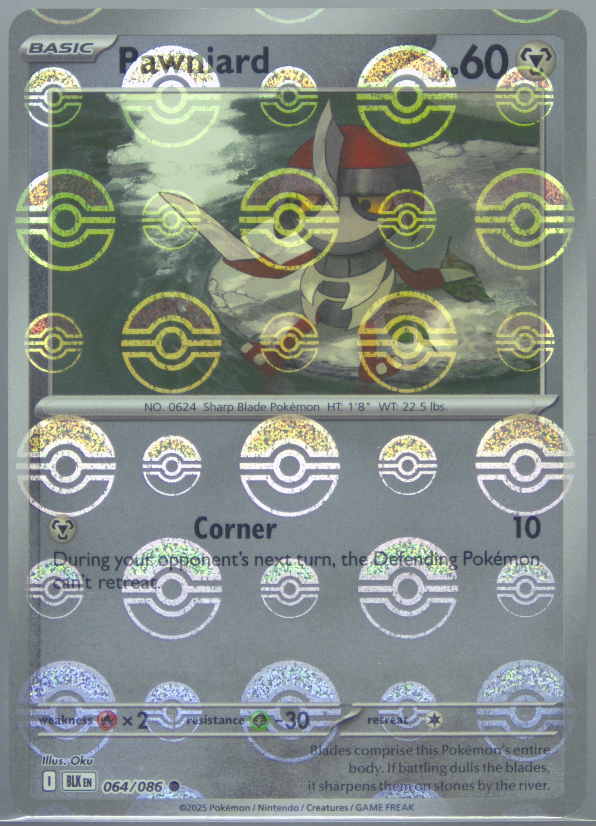 Pawniard Poke Ball Reverse Holo (064) 2025 Pokemon Blk EN-Black Bolt
