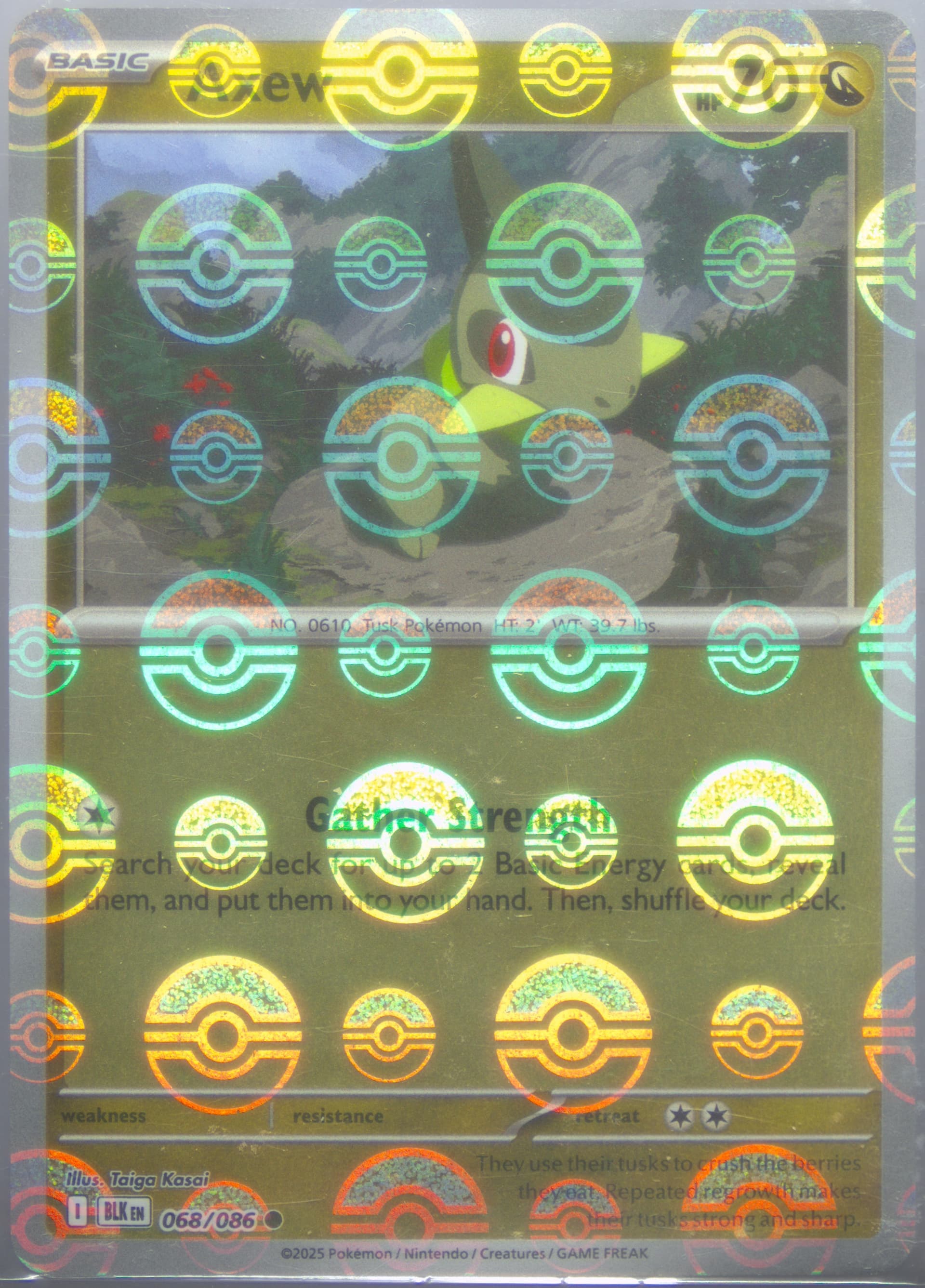 Axew Poke Ball Reverse Holo (068) 2025 Pokemon Blk EN-Black Bolt