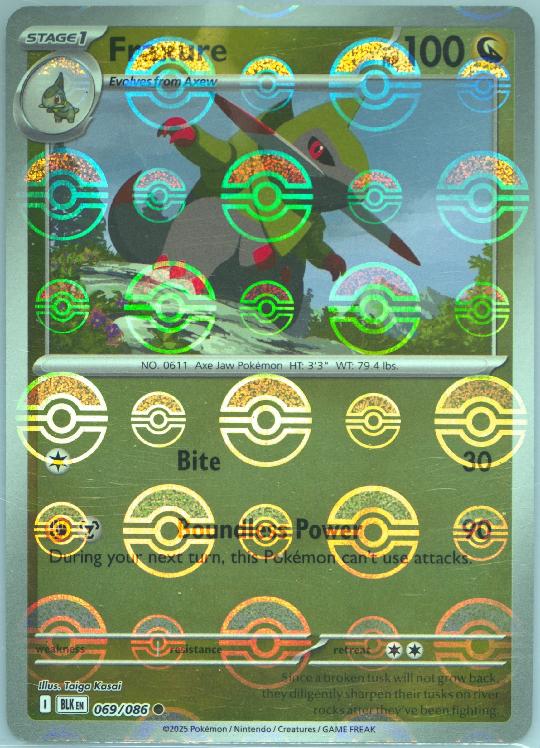 Fraxure Poke Ball Reverse Holo (069) 2025 Pokemon Blk EN-Black Bolt