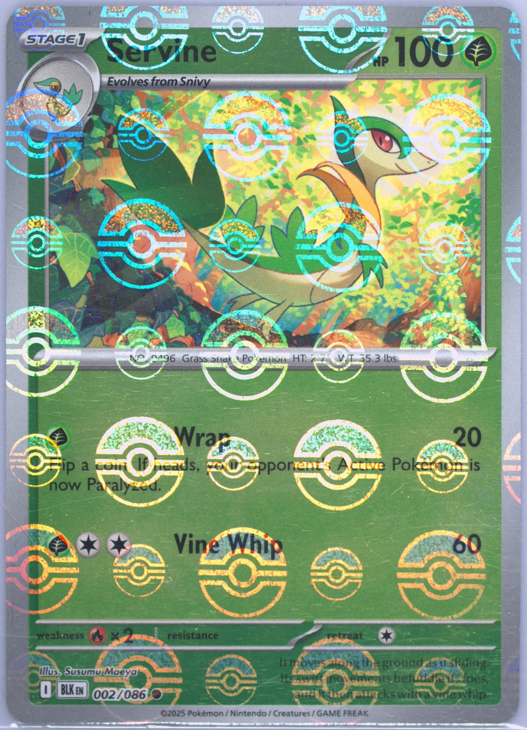 Servine Poke Ball Reverse Holo (002) 2025 Pokemon Blk EN-Black Bolt