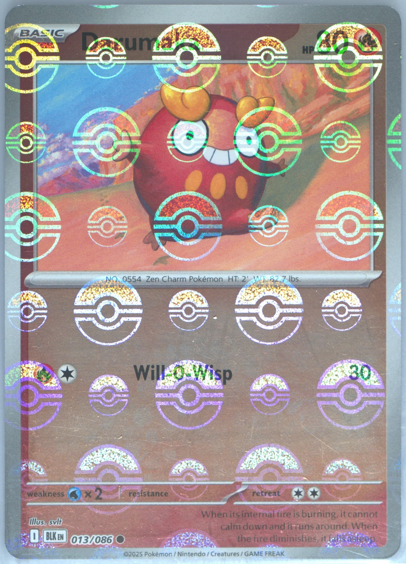 Darumaka Poke Ball Reverse Holo (013) 2025 Pokemon Blk EN-Black Bolt