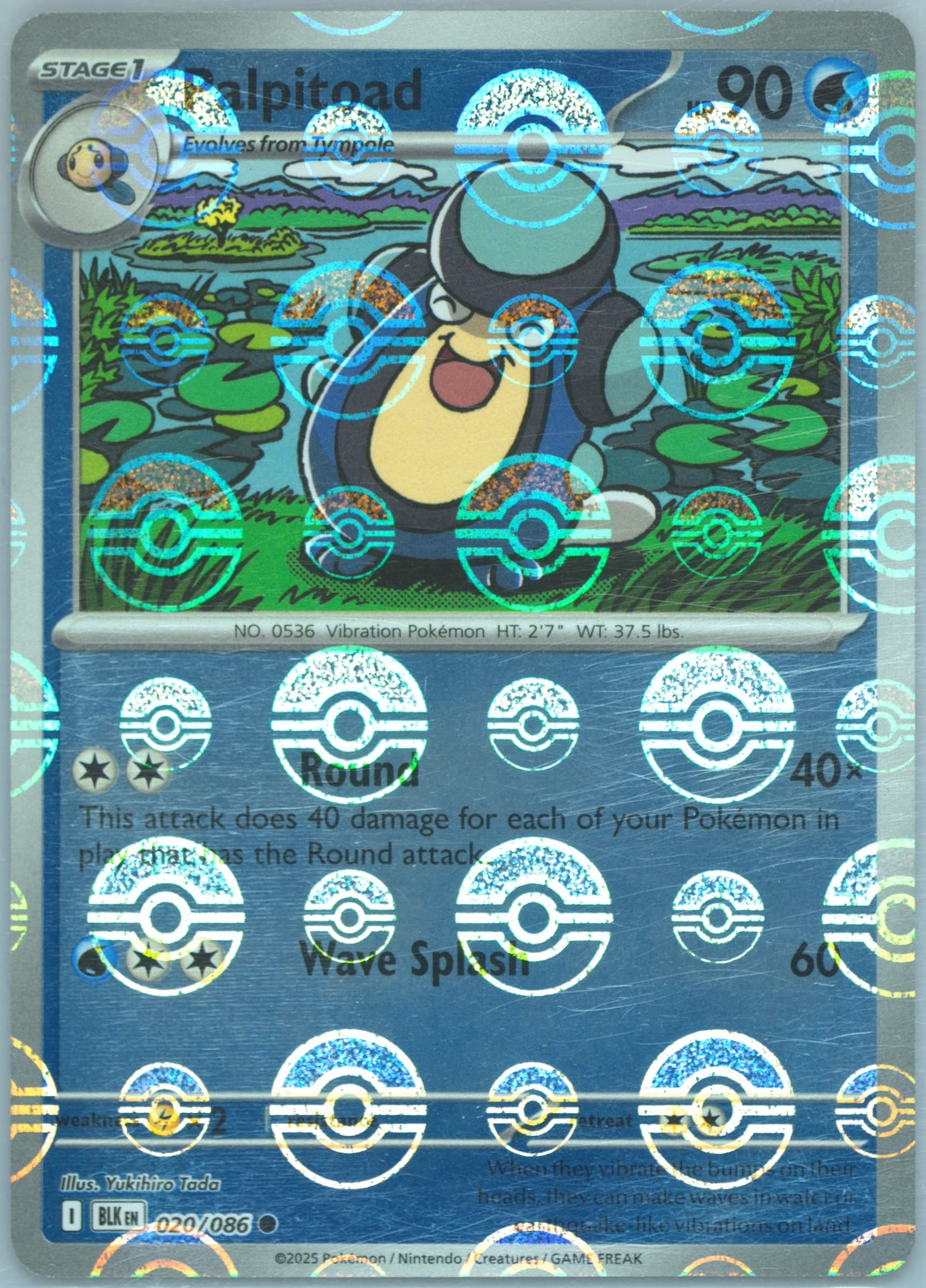 Palpitoad Poke Ball Reverse Holo (020) 2025 Pokemon Blk EN-Black Bolt