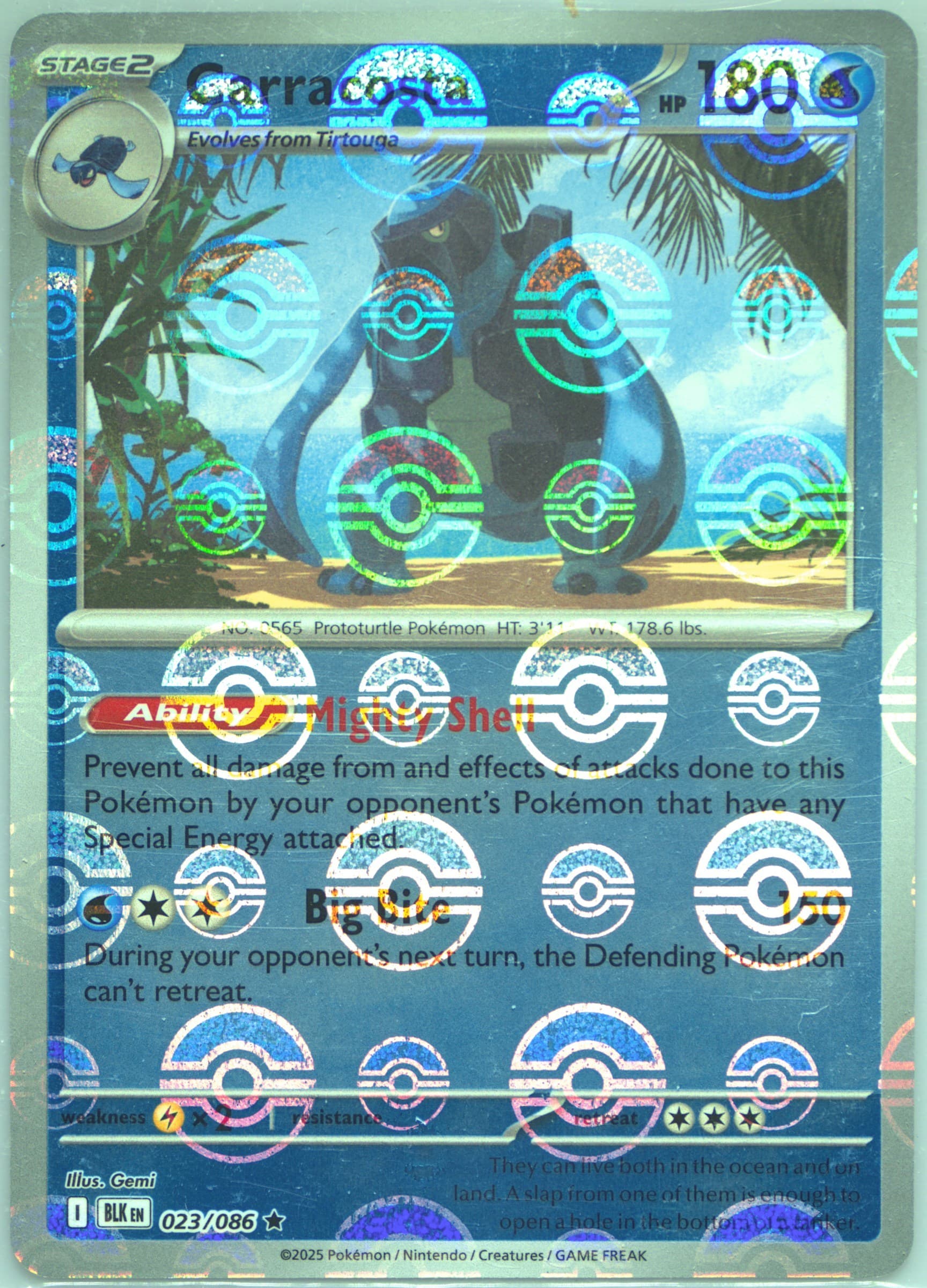 Carracosta Poke Ball Reverse Holo (023) 2025 Pokemon Blk EN-Black Bolt