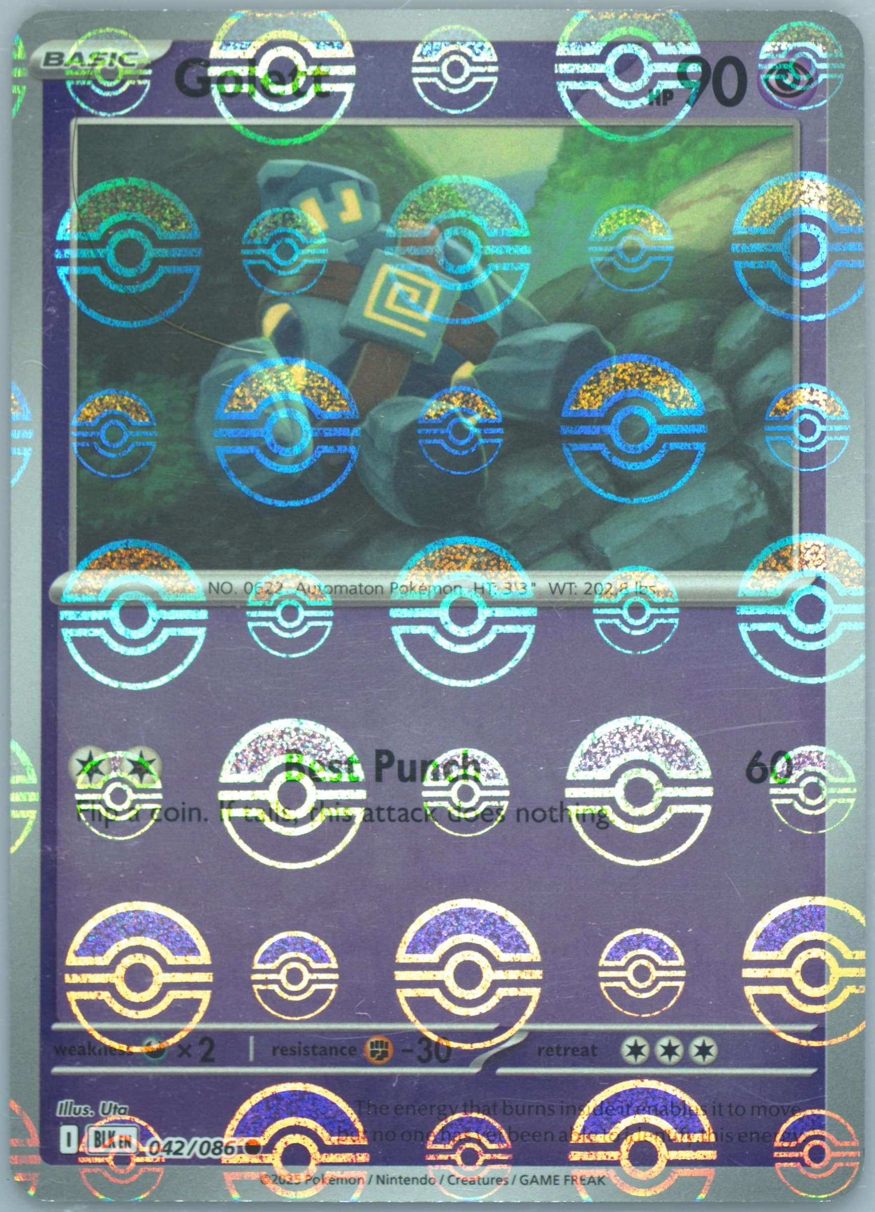 Golett Poke Ball Reverse Holo (042) 2025 Pokemon Blk EN-Black Bolt