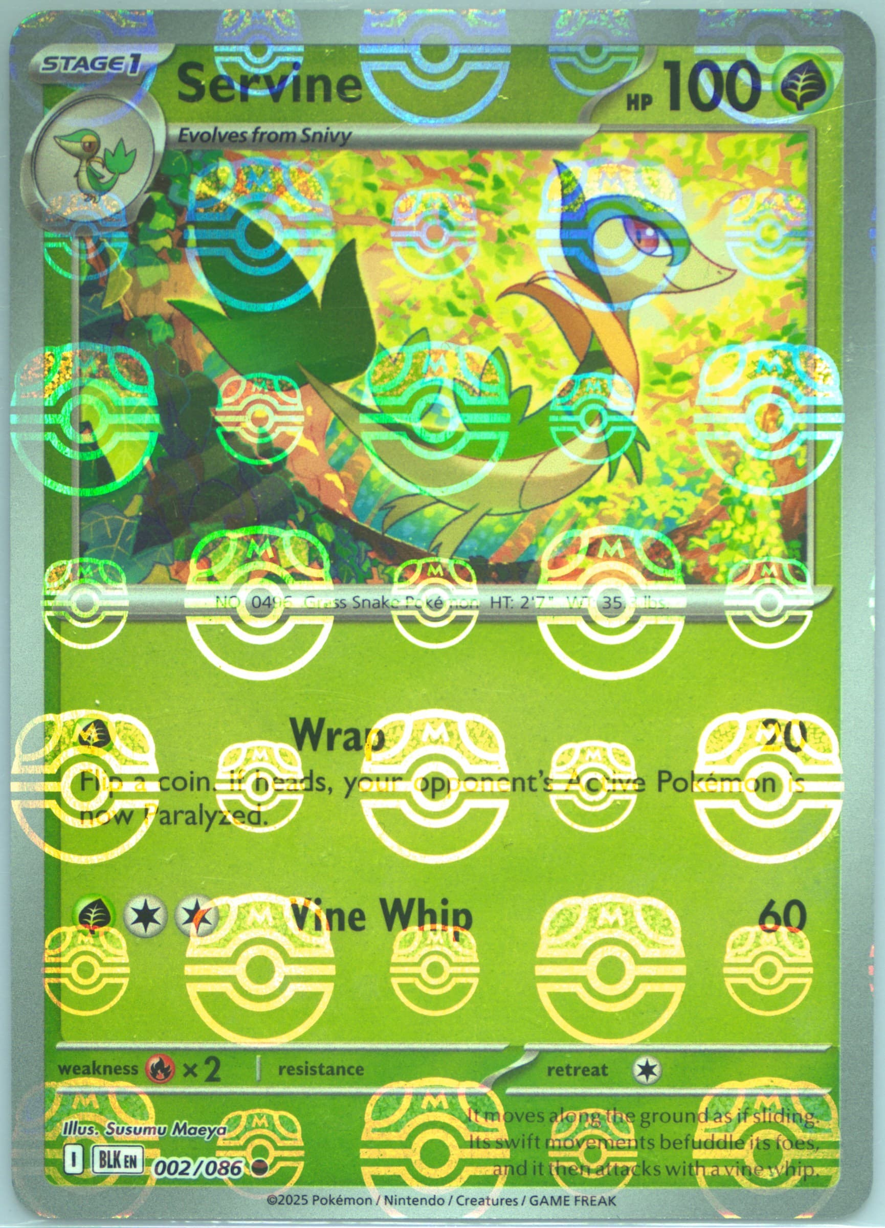 Servine Master Ball Reverse Holo (002) 2025 Pokemon Blk EN-Black Bolt