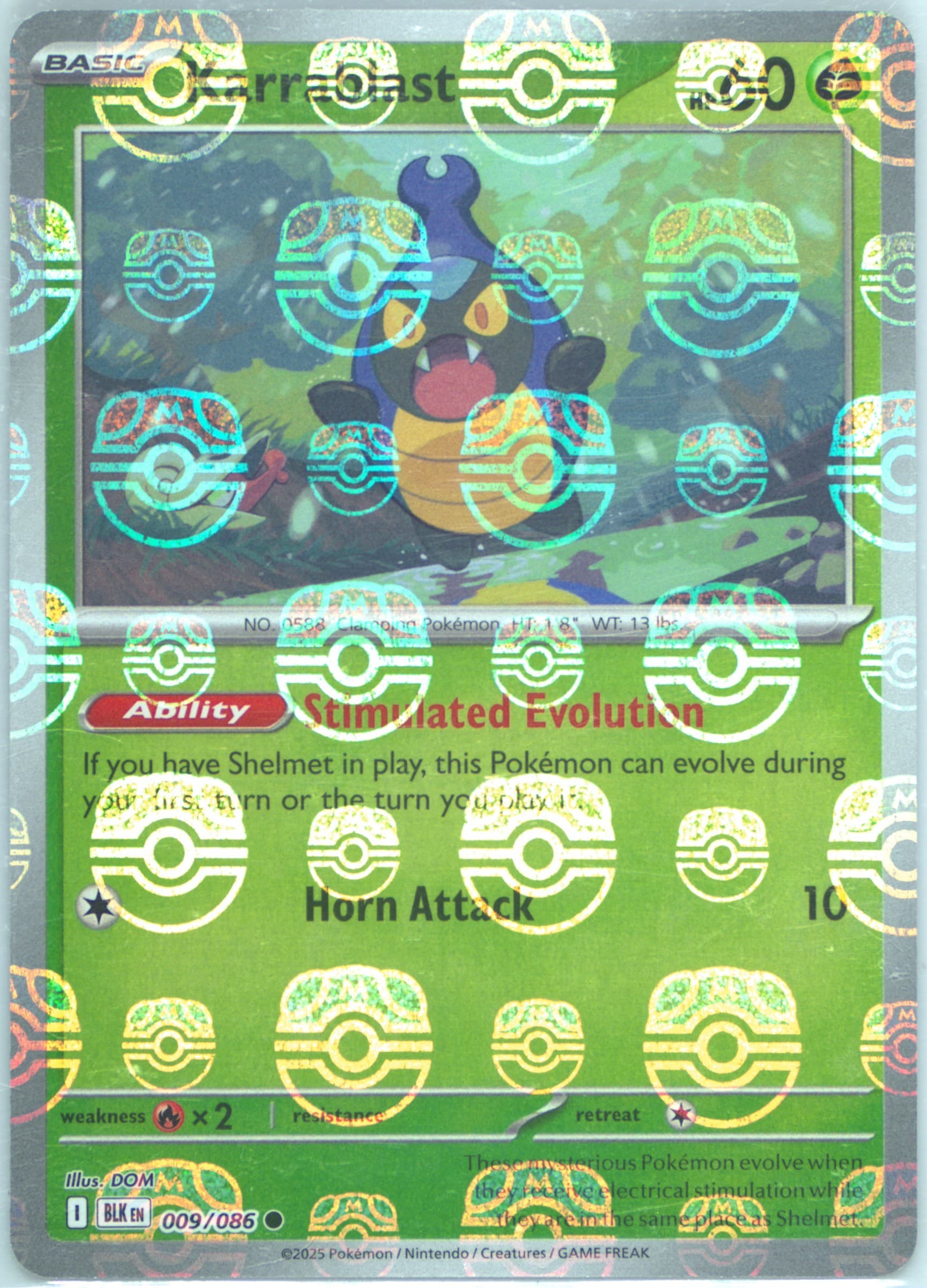 Karrablast Master Ball Reverse Holo (009) 2025 Pokemon Blk EN-Black Bolt