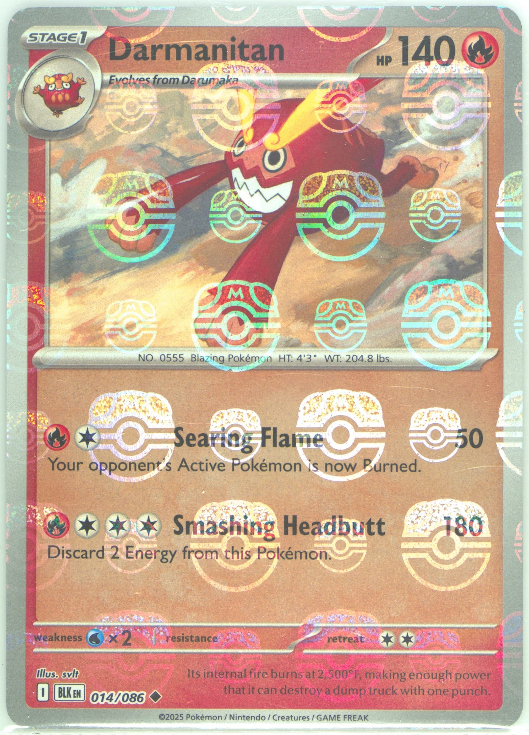 Darmanitan Master Ball Reverse Holo (014) 2025 Pokemon Blk EN-Black Bolt
