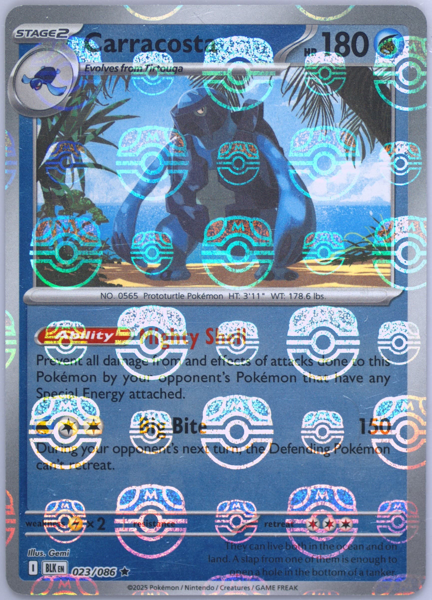Carracosta Master Ball Reverse Holo (023) 2025 Pokemon Blk EN-Black Bolt