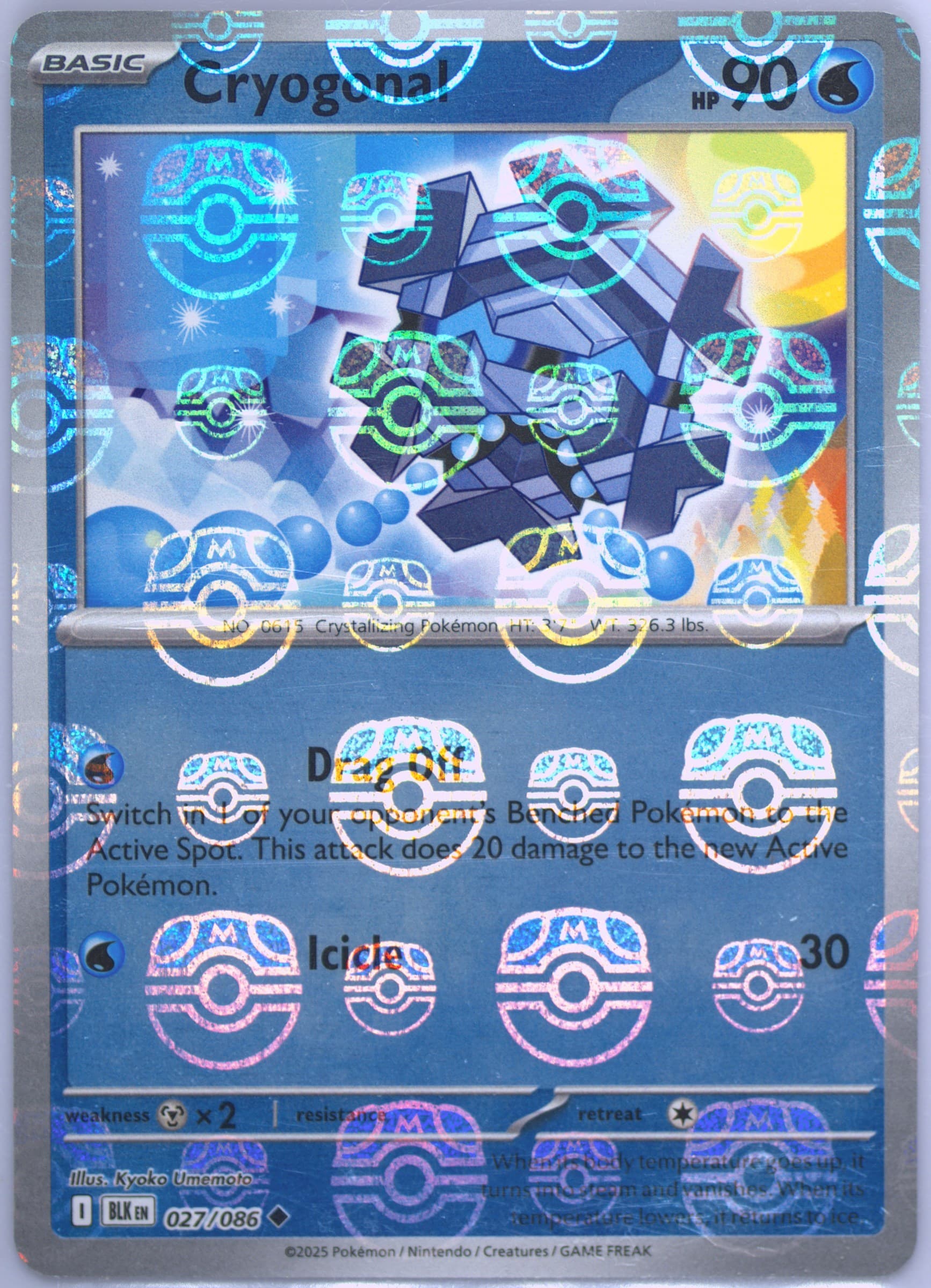Cryogonal Master Ball Reverse Holo (027) 2025 Pokemon Blk EN-Black Bolt