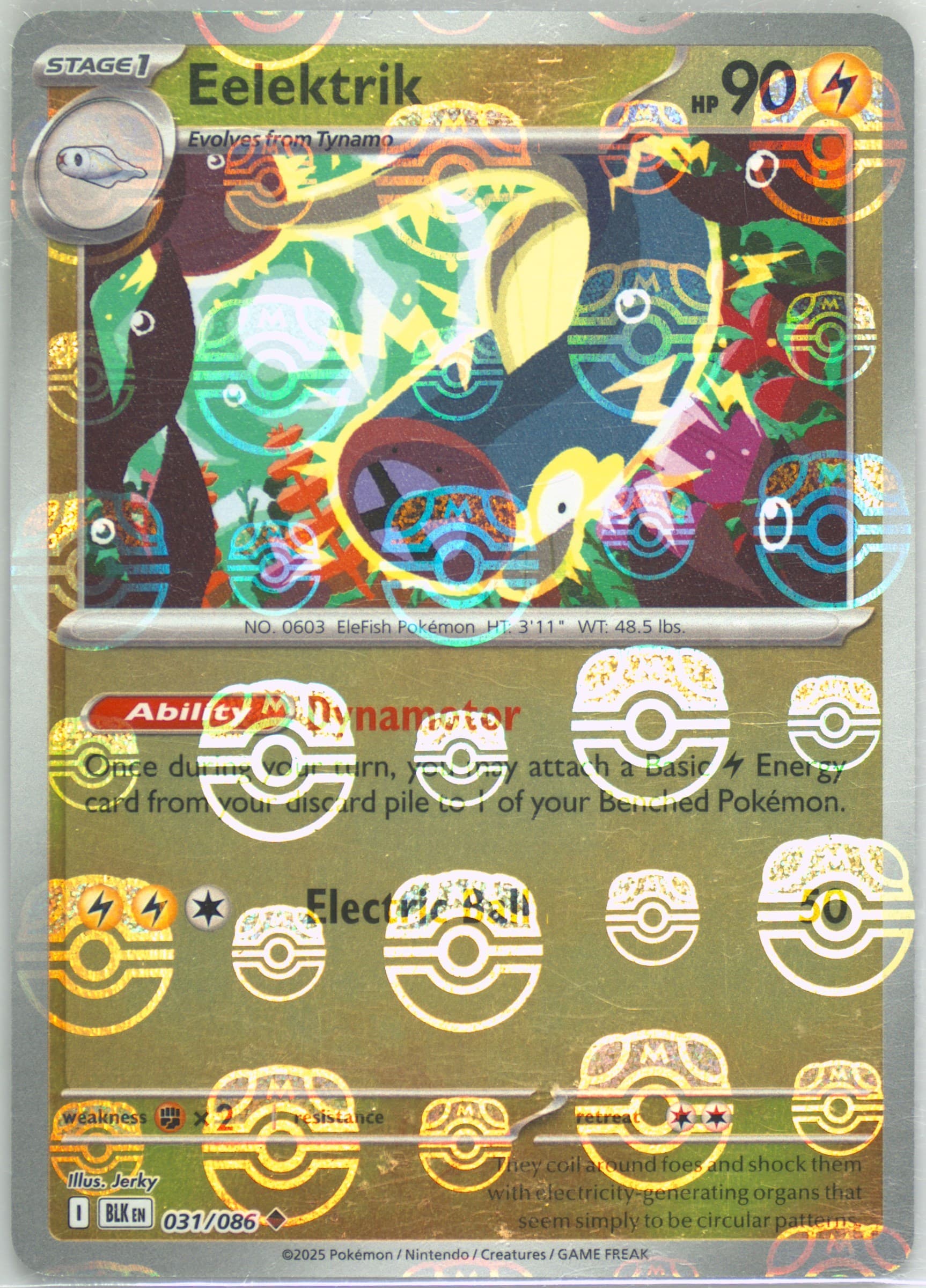 Eelektrik Master Ball Reverse Holo (031) 2025 Pokemon Blk EN-Black Bolt