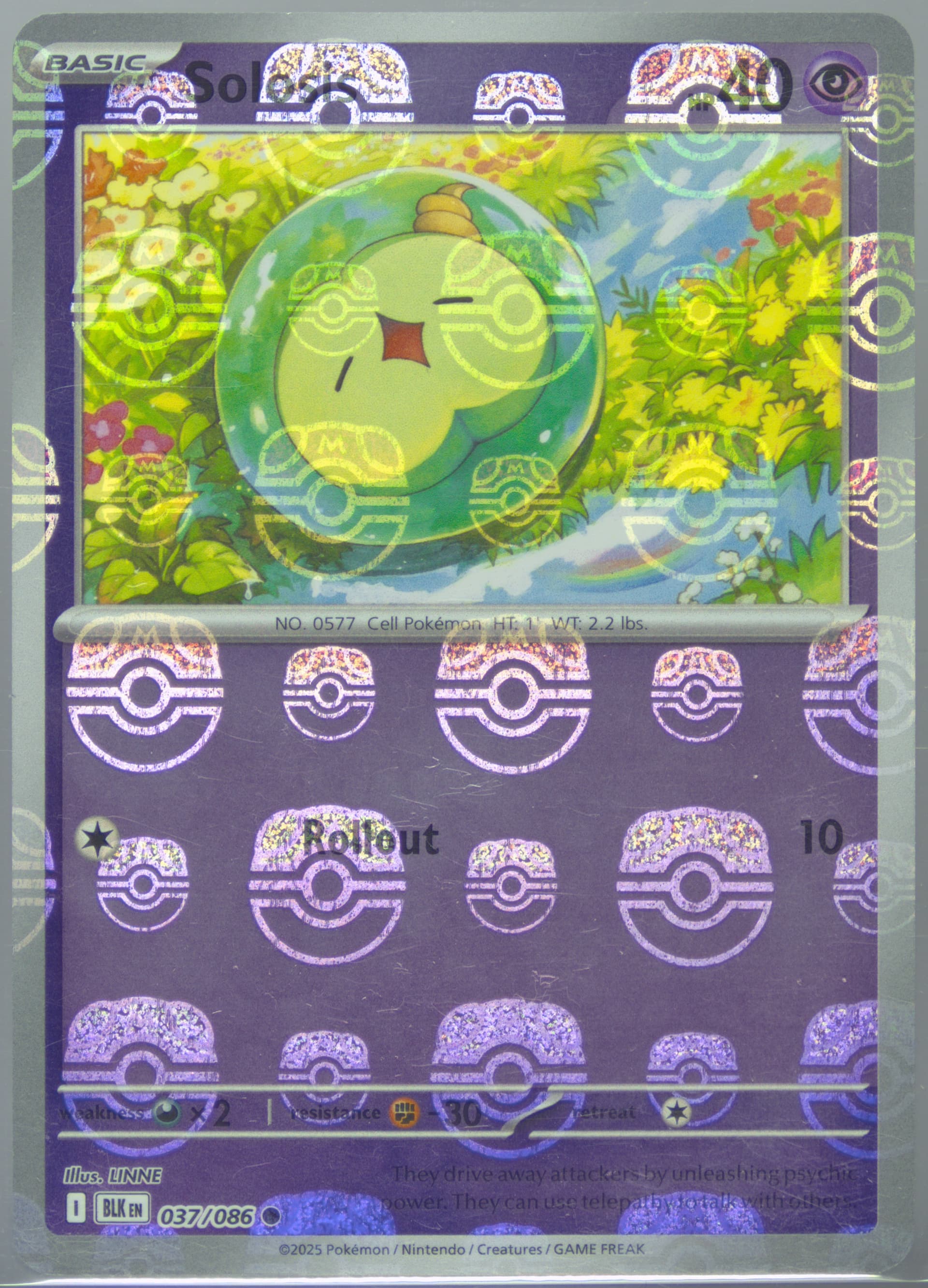 Solosis Master Ball Reverse Holo (037) 2025 Pokemon Blk EN-Black Bolt