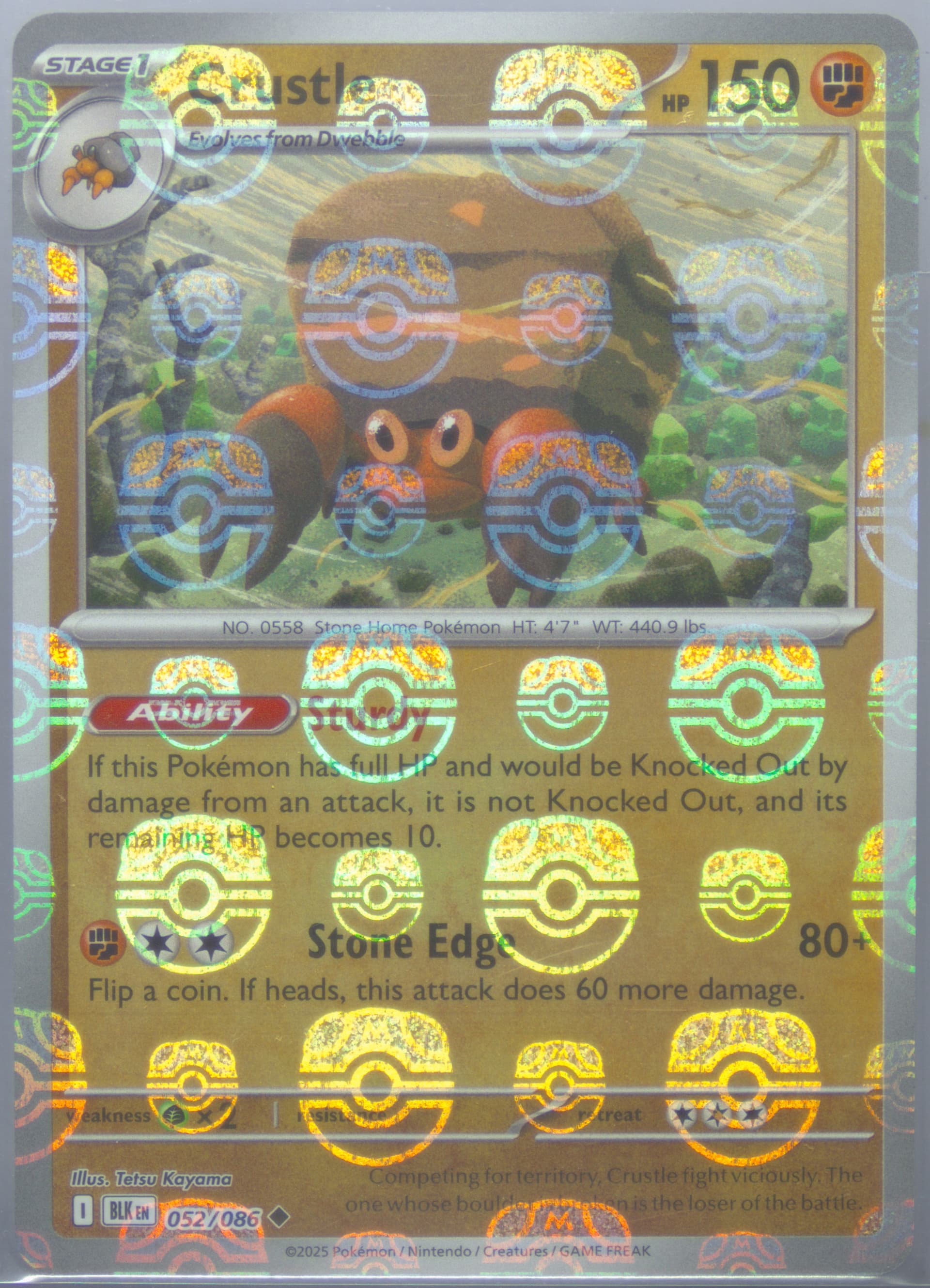 Crustle Master Ball Reverse Holo (052) 2025 Pokemon Blk EN-Black Bolt
