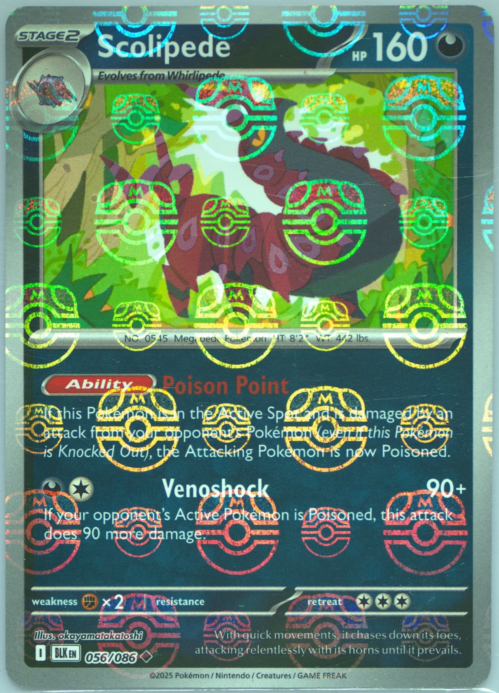 Scolipede Master Ball Reverse Holo (056) 2025 Pokemon Blk EN-Black Bolt