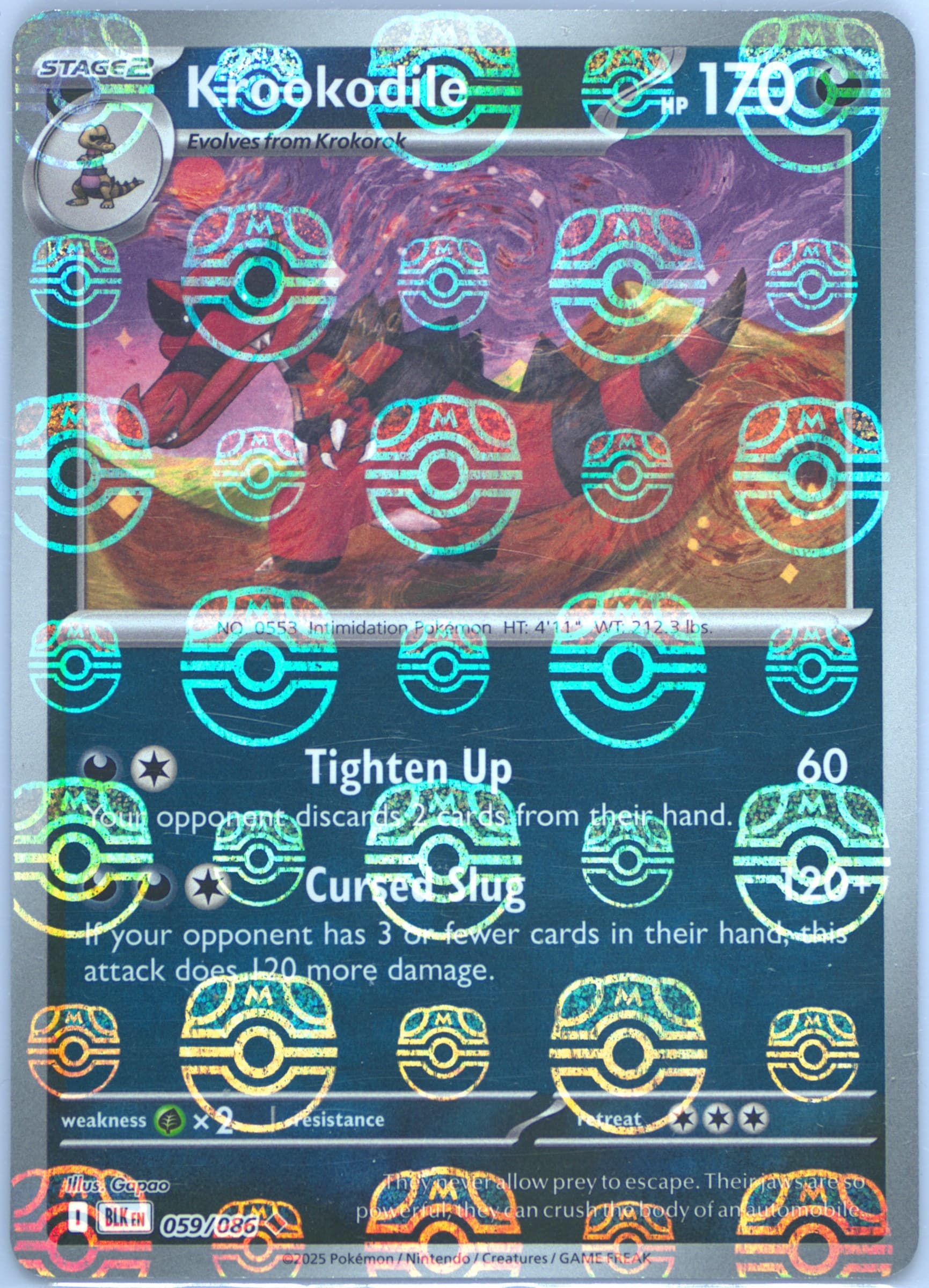 Krookodile Master Ball Reverse Holo (059) 2025 Pokemon Blk EN-Black Bolt