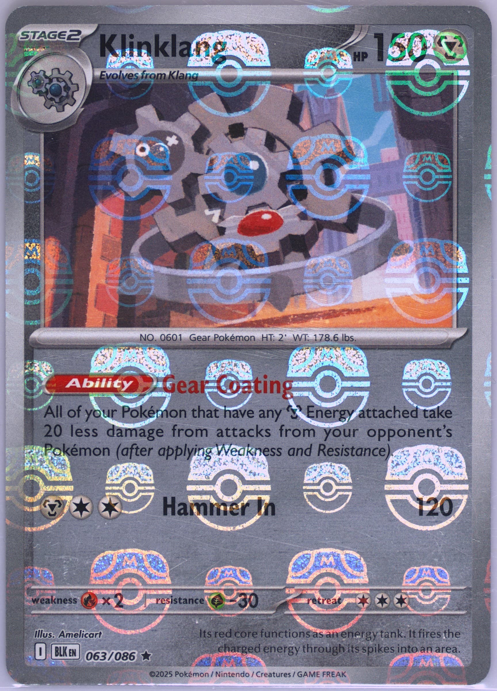 Klinklang Master Ball Reverse Holo (063) 2025 Pokemon Blk EN-Black Bolt