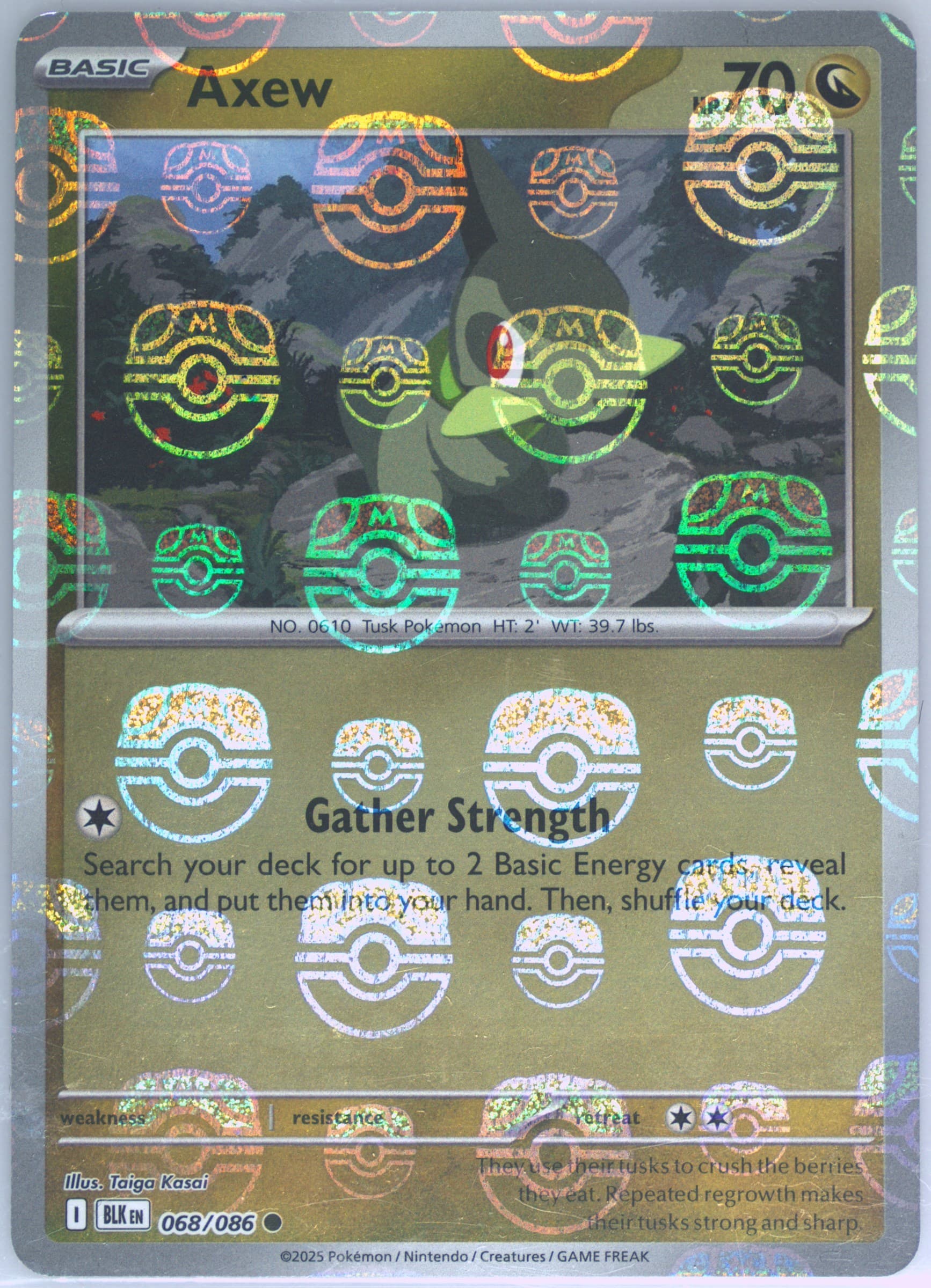 Axew Master Ball Reverse Holo (068) 2025 Pokemon Blk EN-Black Bolt