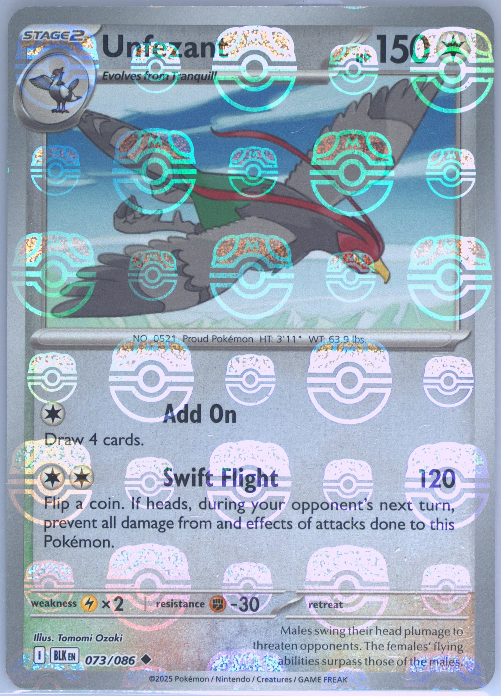Unfezant Master Ball Reverse Holo (073) 2025 Pokemon Blk EN-Black Bolt