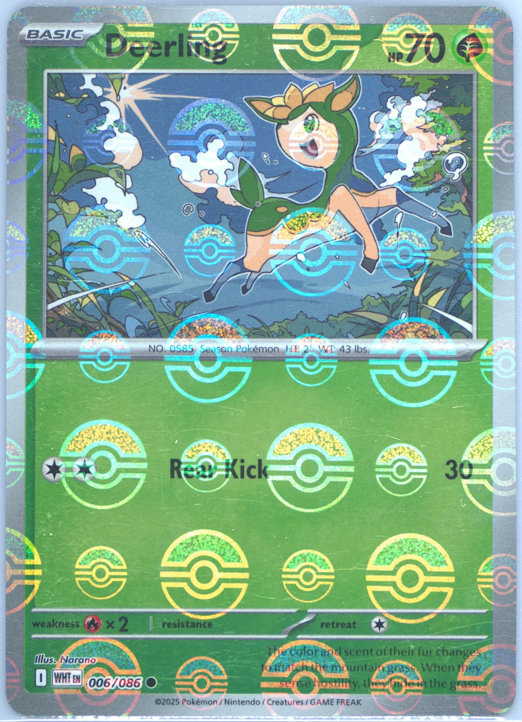 Deerling Poke Ball Reverse Holo (006) 2025 Pokemon Wht EN-White Flare