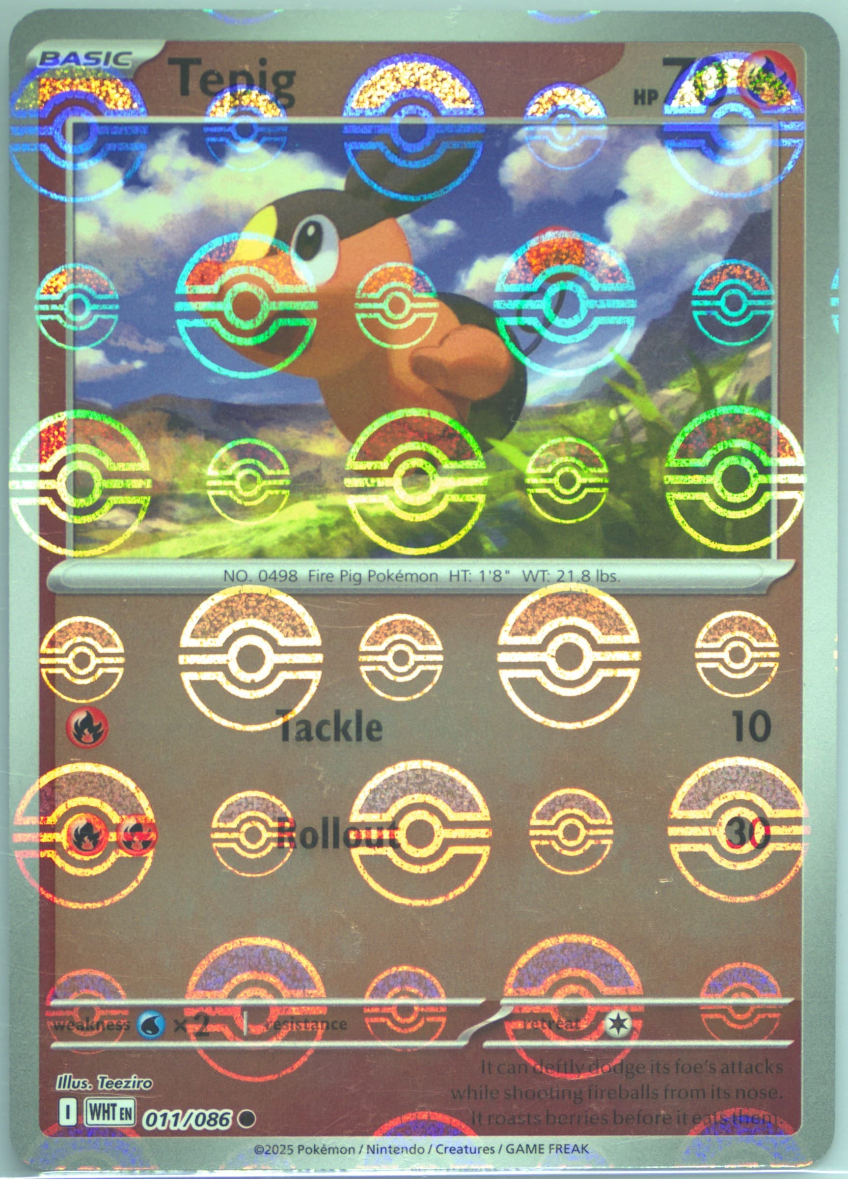 Tepig Poke Ball Reverse Holo (011) 2025 Pokemon Wht EN-White Flare