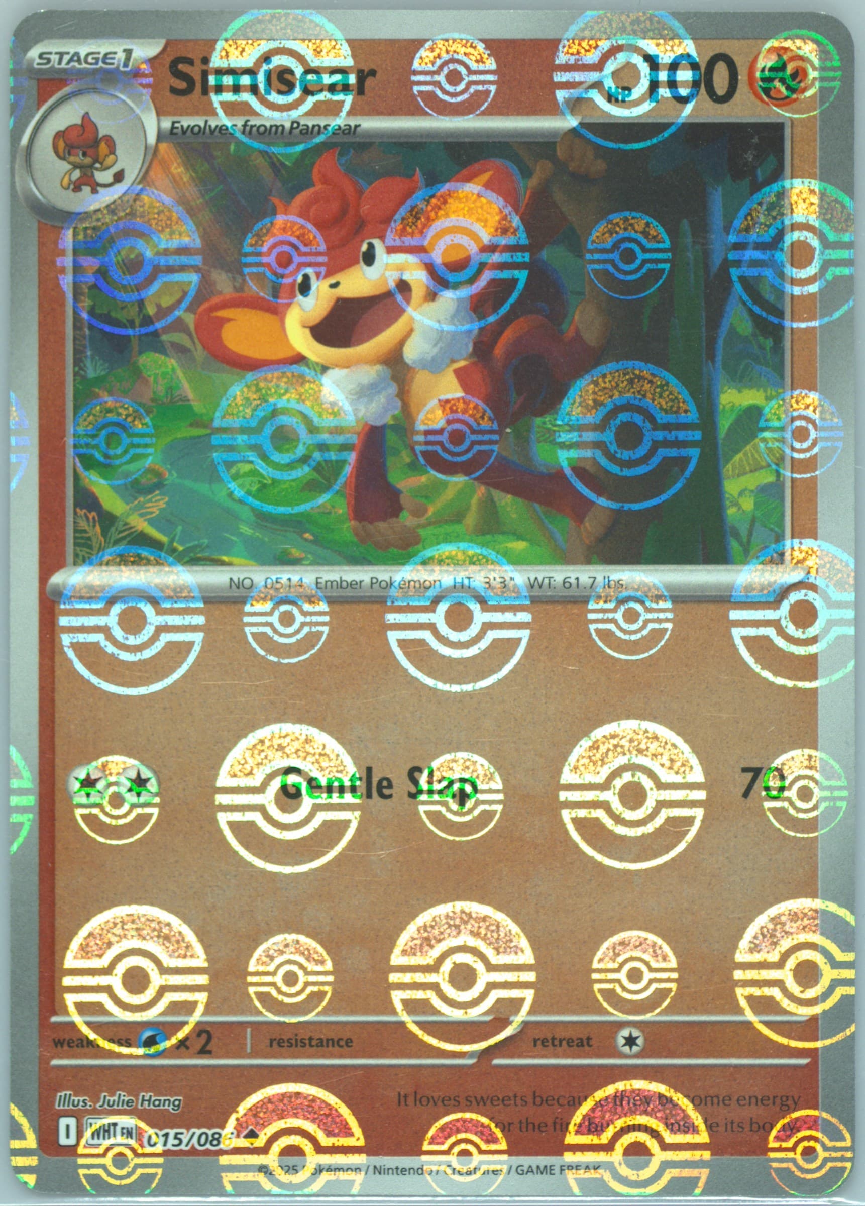 Simisear Poke Ball Reverse Holo (015) 2025 Pokemon Wht EN-White Flare