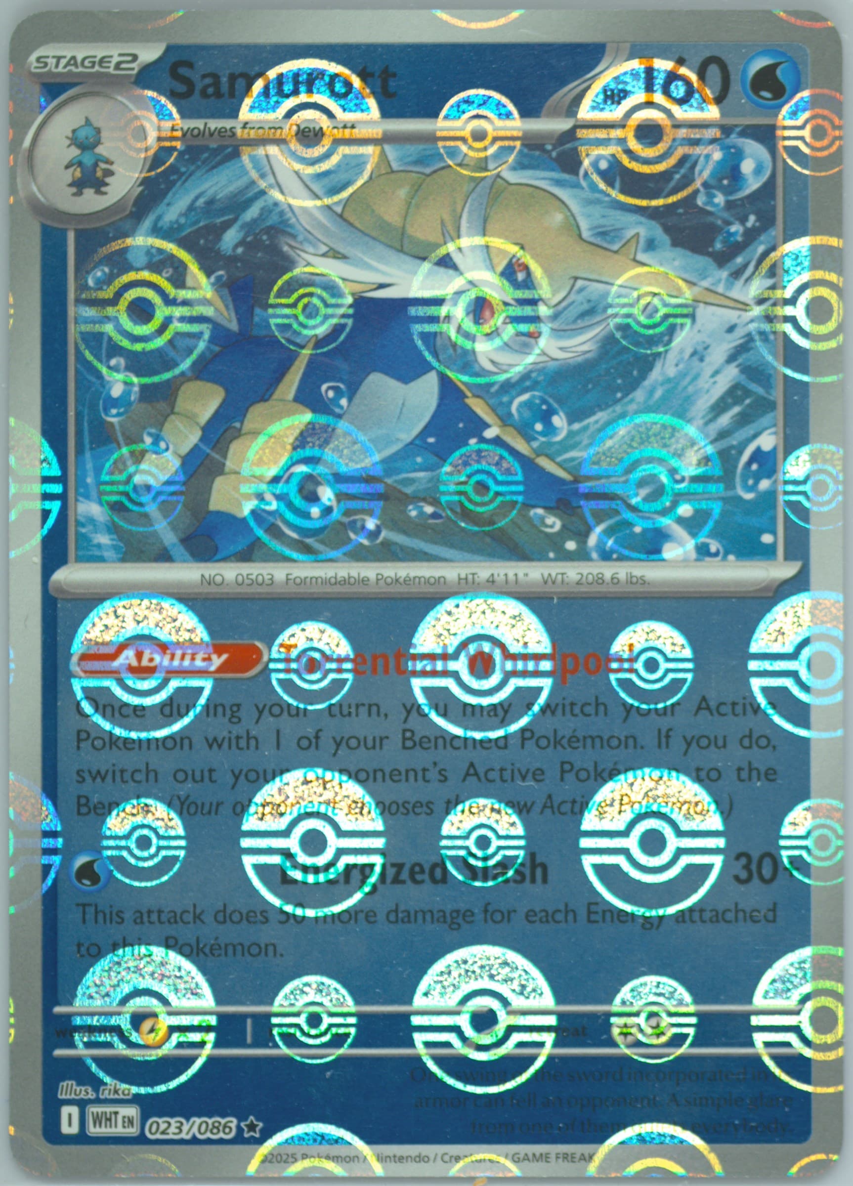 Samurott Poke Ball Reverse Holo (023) 2025 Pokemon Wht EN-White Flare