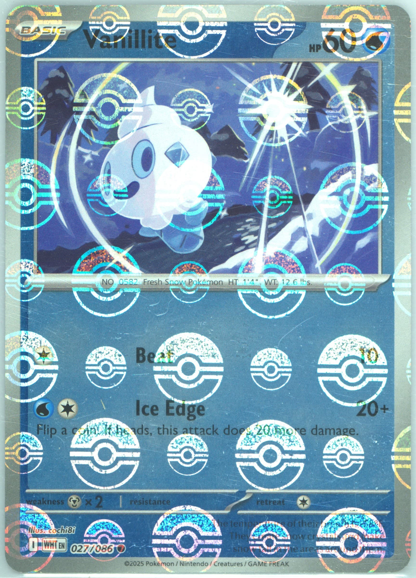 Vanillite Poke Ball Reverse Holo (027) 2025 Pokemon Wht EN-White Flare