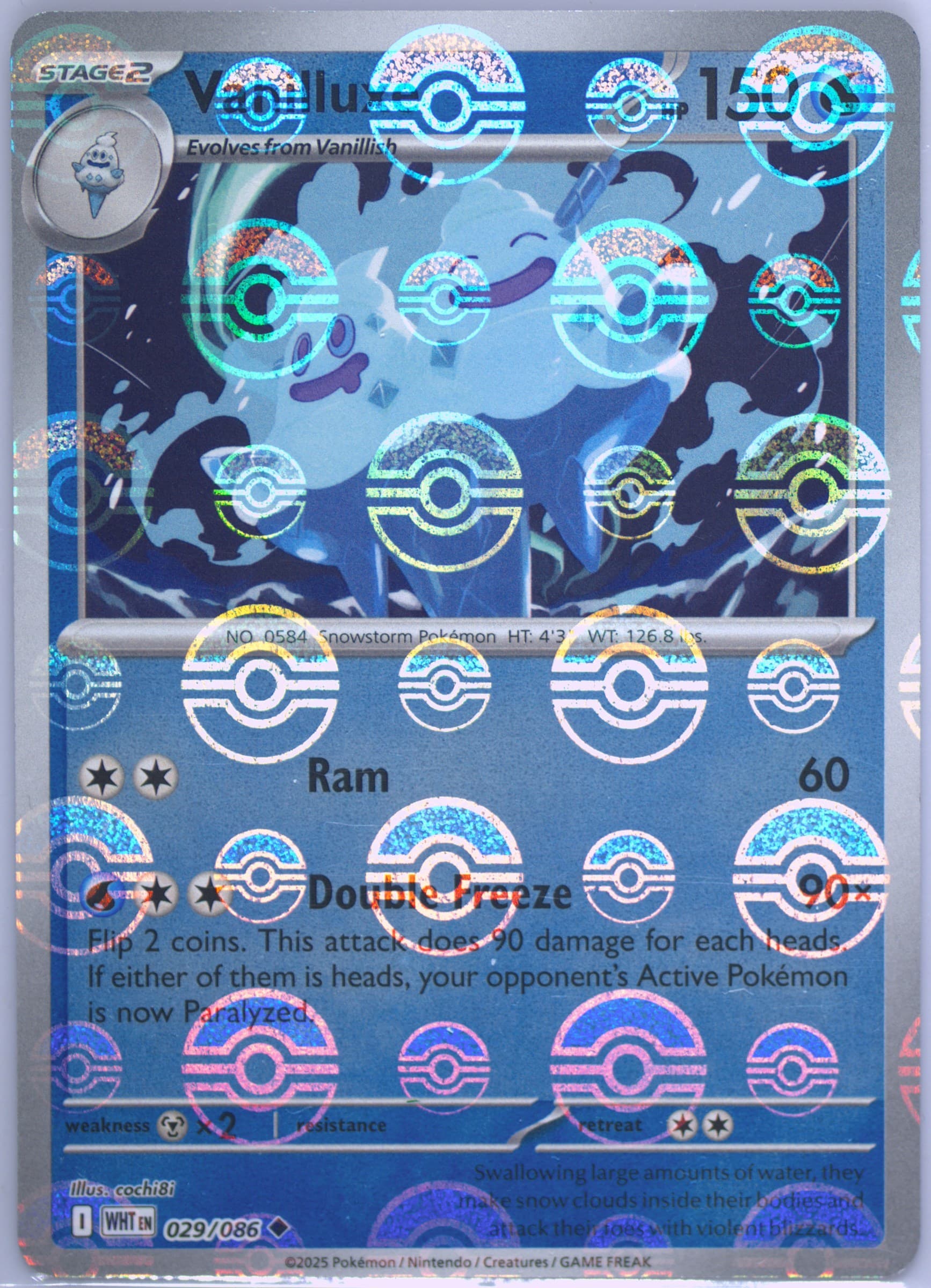 Vanilluxe Poke Ball Reverse Holo (029) 2025 Pokemon Wht EN-White Flare