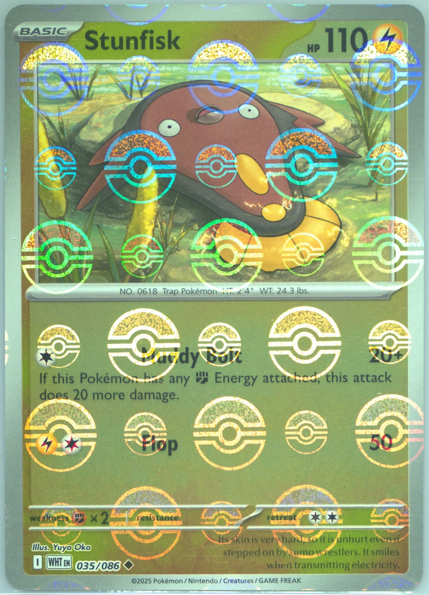 Stunfisk Poke Ball Reverse Holo (035) 2025 Pokemon Wht EN-White Flare