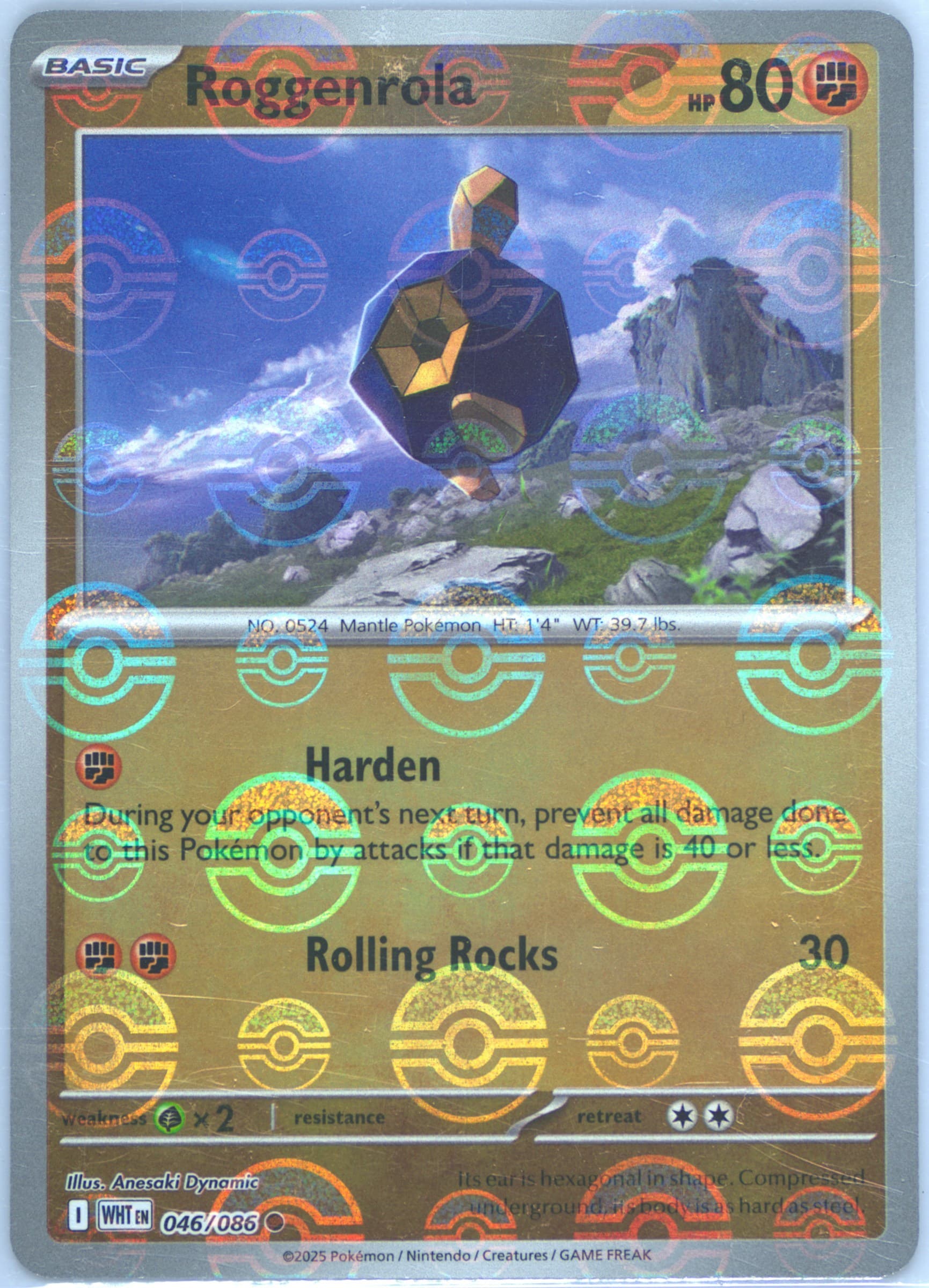Roggenrola Poke Ball Reverse Holo (046) 2025 Pokemon Wht EN-White Flare