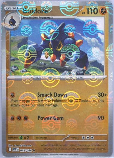 Boldore Poke Ball Reverse Holo (047) 2025 Pokemon Wht EN-White Flare