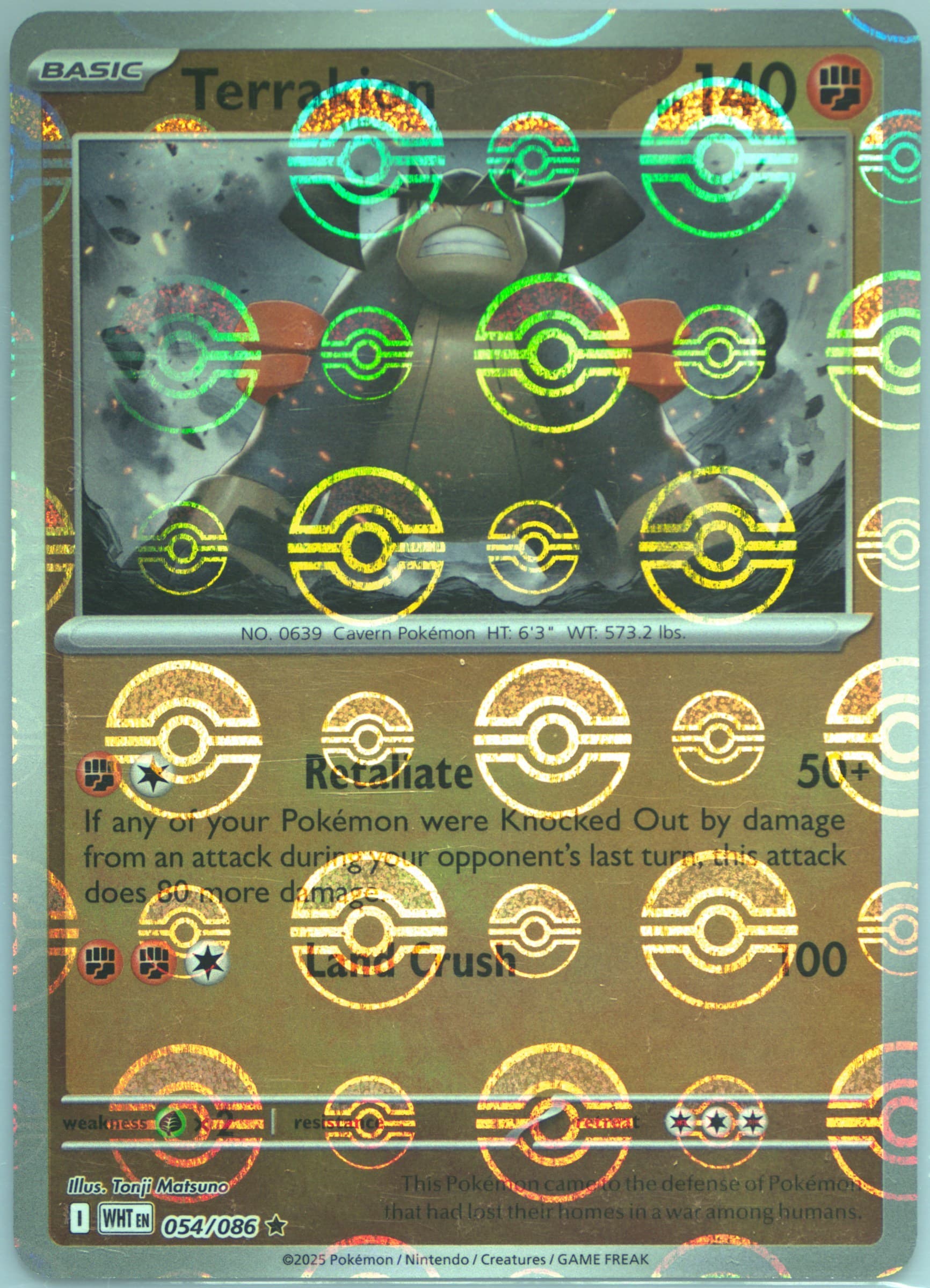 Terrakion Poke Ball Reverse Holo (054) 2025 Pokemon Wht EN-White Flare