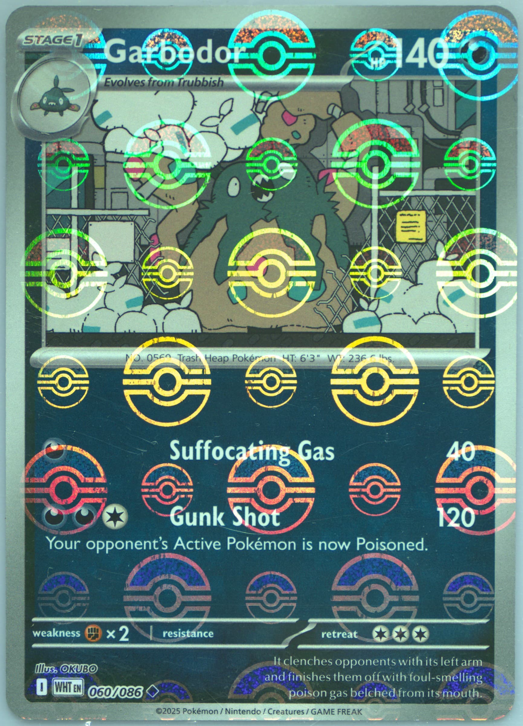 Garbodor Poke Ball Reverse Holo (060) 2025 Pokemon Wht EN-White Flare