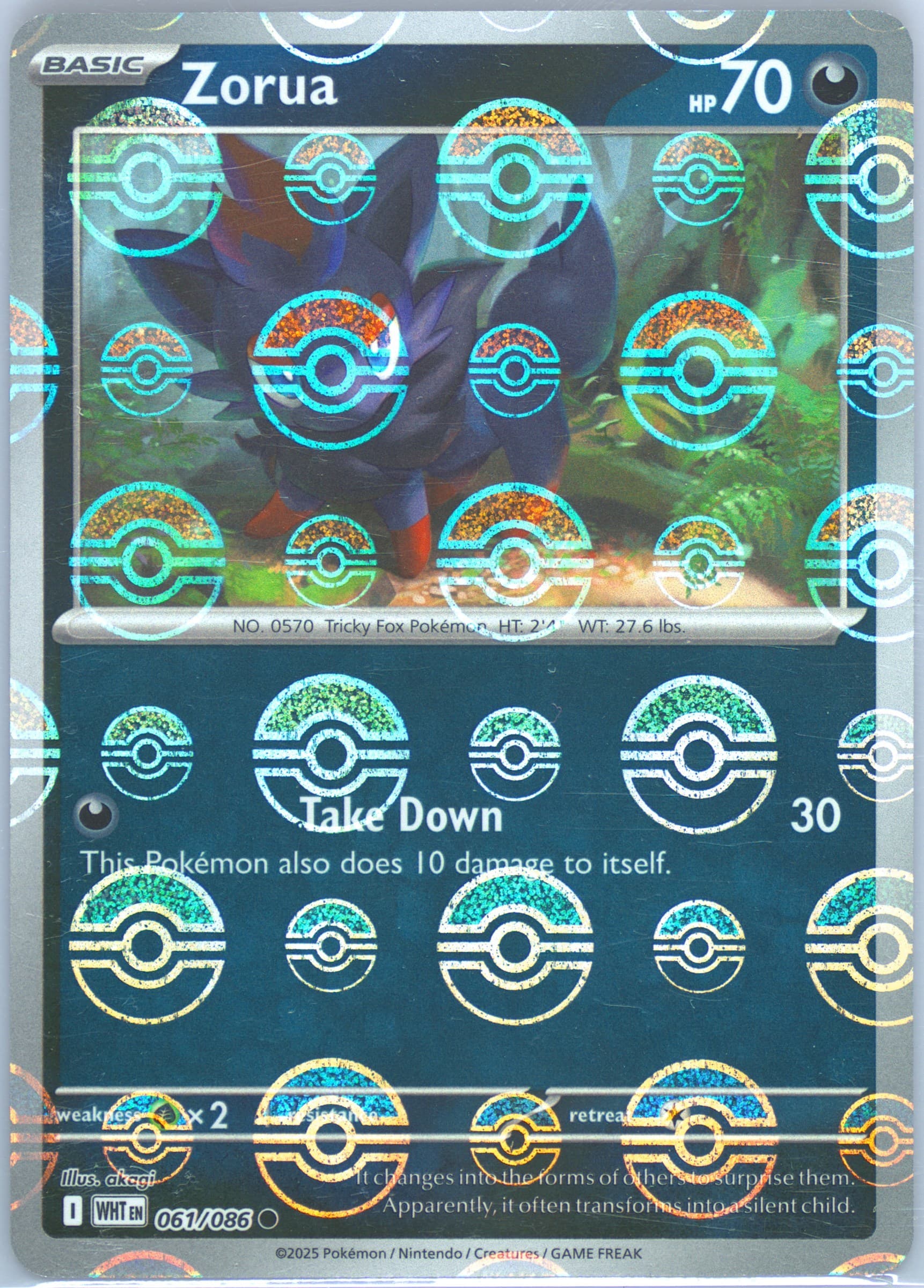 Zorua Poke Ball Reverse Holo (061) 2025 Pokemon Wht EN-White Flare