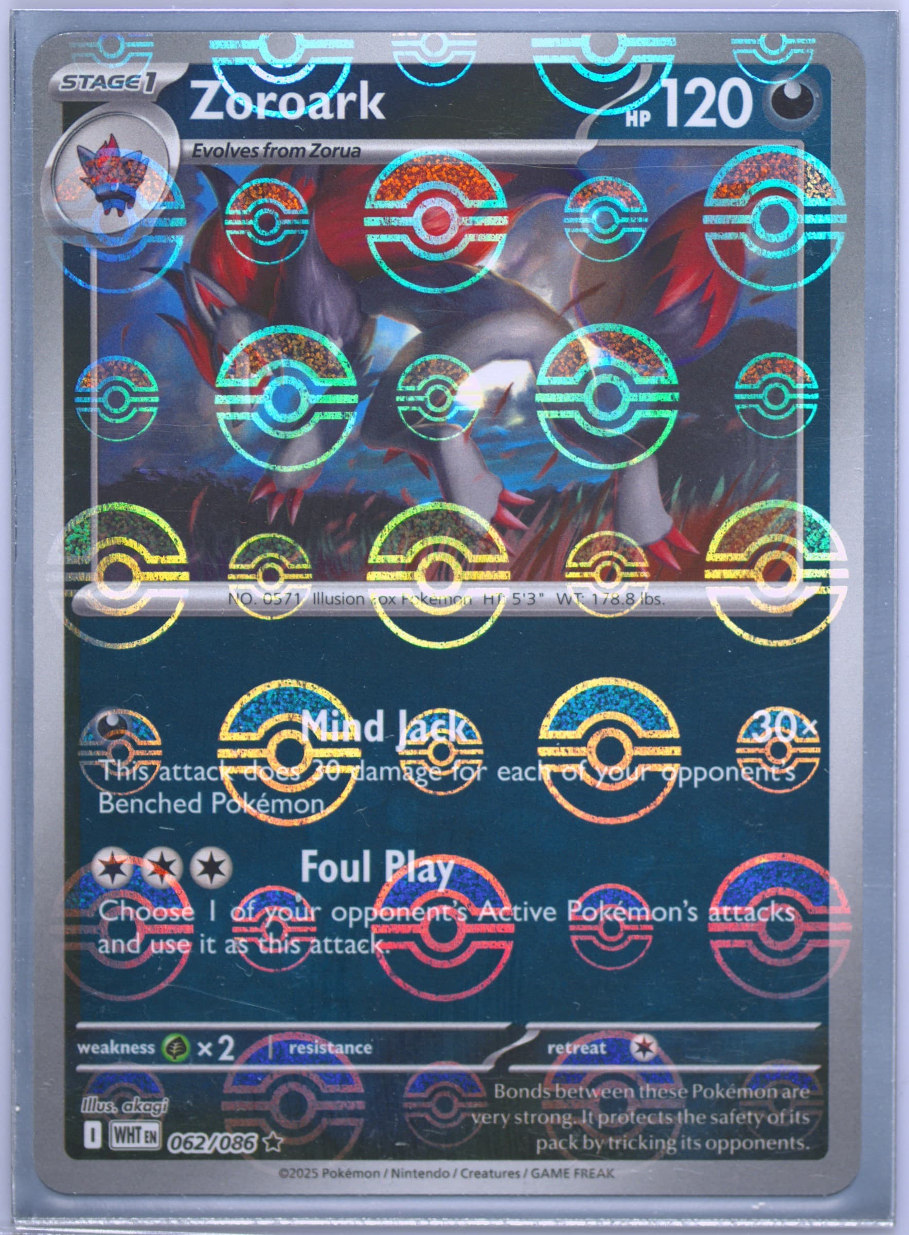 Zoroark Poke Ball Reverse Holo (062) 2025 Pokemon Wht EN-White Flare