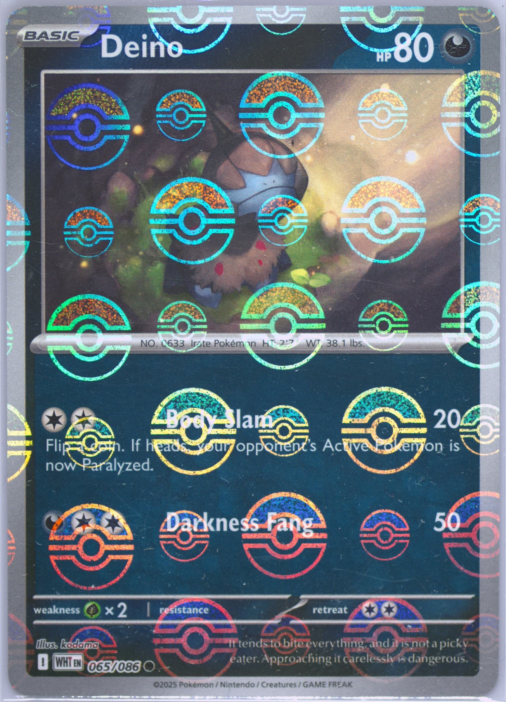 Deino Poke Ball Reverse Holo (065) 2025 Pokemon Wht EN-White Flare