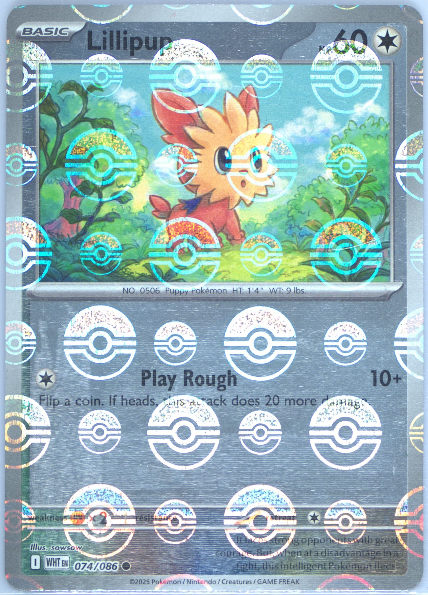 Lillipup Poke Ball Reverse Holo (074) 2025 Pokemon Wht EN-White Flare