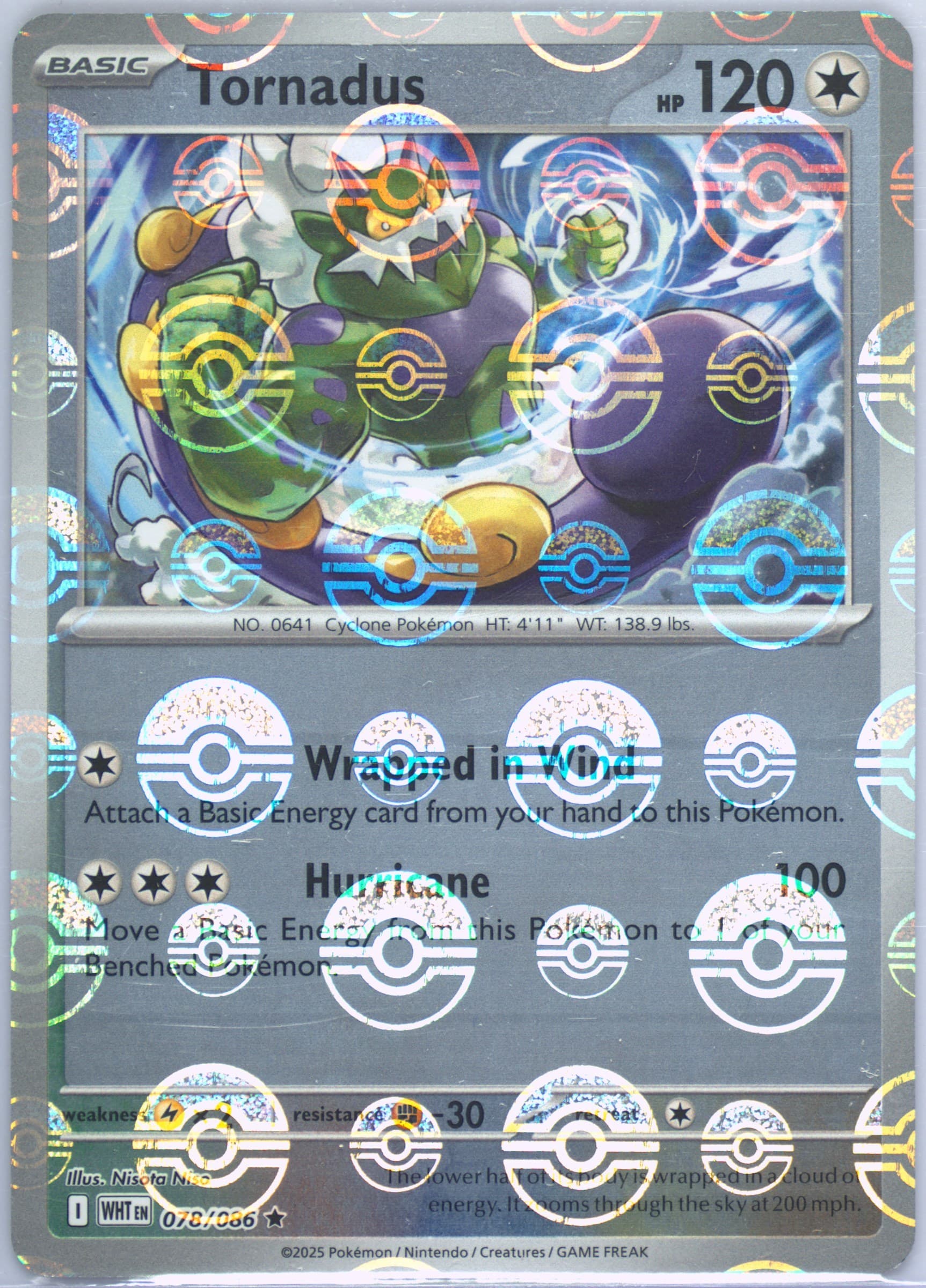 Tornadus Poke Ball Reverse Holo (078) 2025 Pokemon Wht EN-White Flare