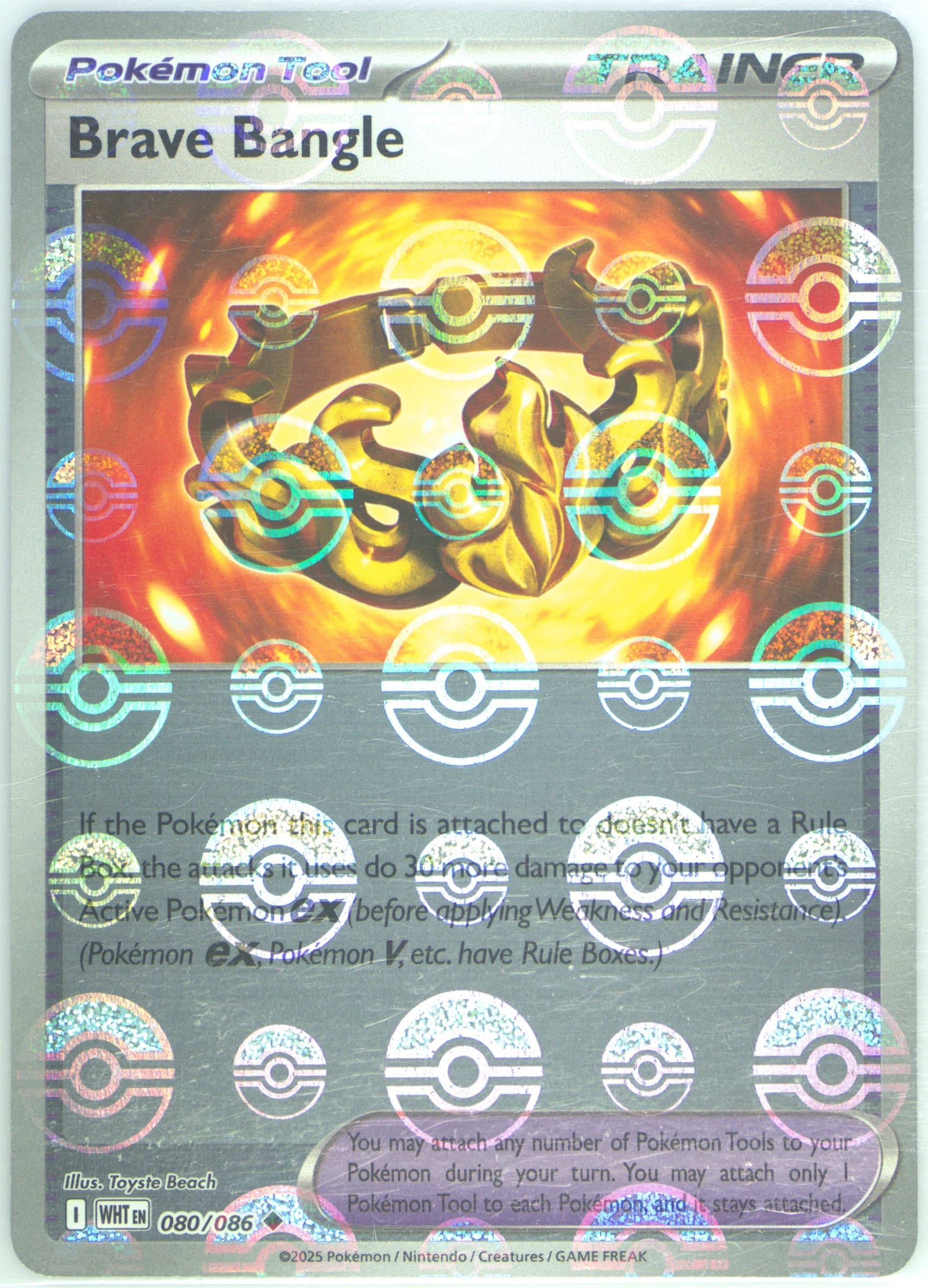 Brave Bangle Poke Ball Reverse Holo (080) 2025 Pokemon Wht EN-White Flare
