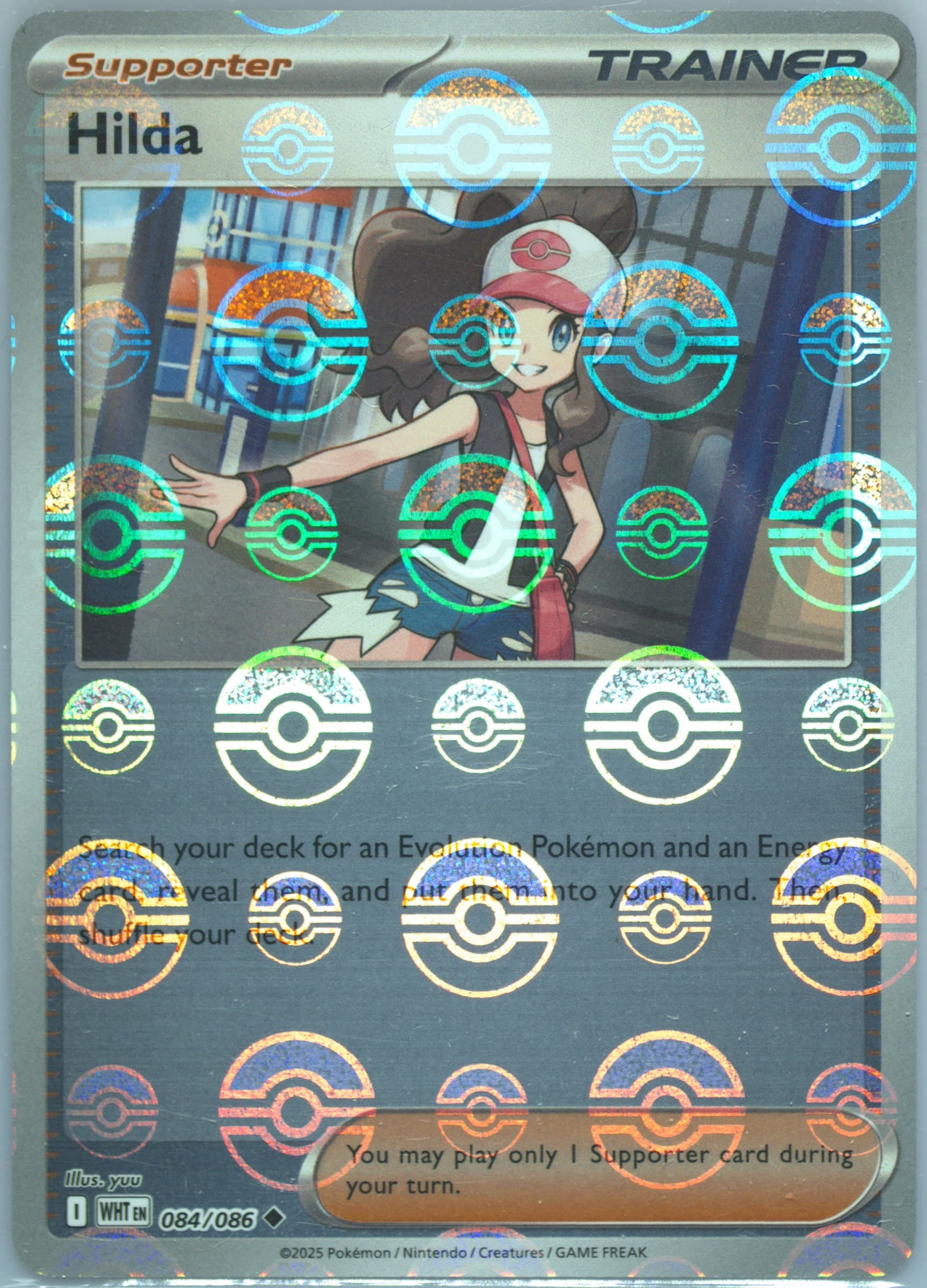 Hilda Poke Ball Reverse Holo (084) 2025 Pokemon Wht EN-White Flare