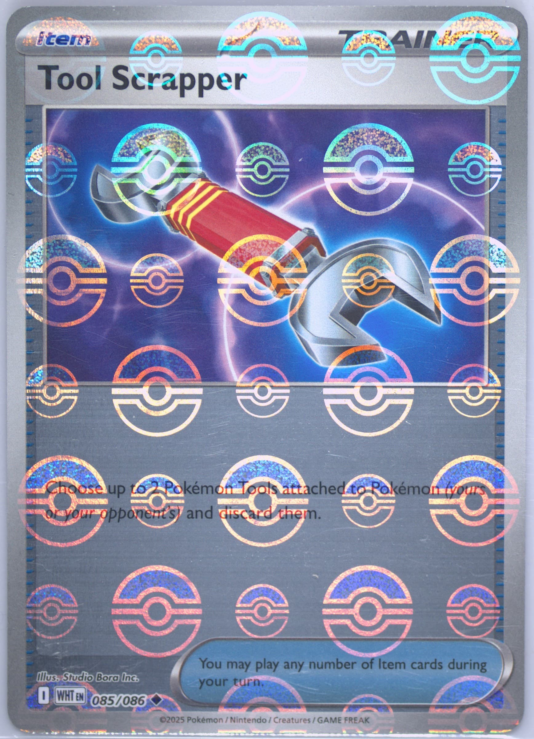Tool Scrapper Poke Ball Reverse Holo (085) 2025 Pokemon Wht EN-White Flare