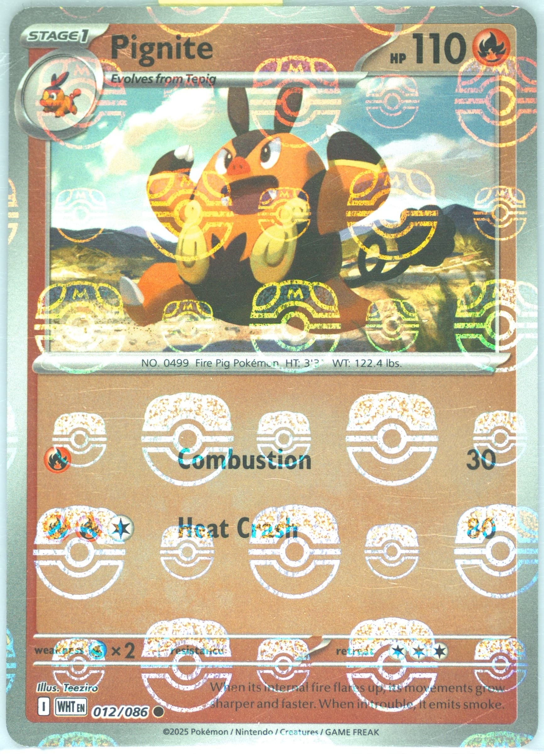 Pignite Master Ball Reverse Holo (012) 2025 Pokemon Wht EN-White Flare