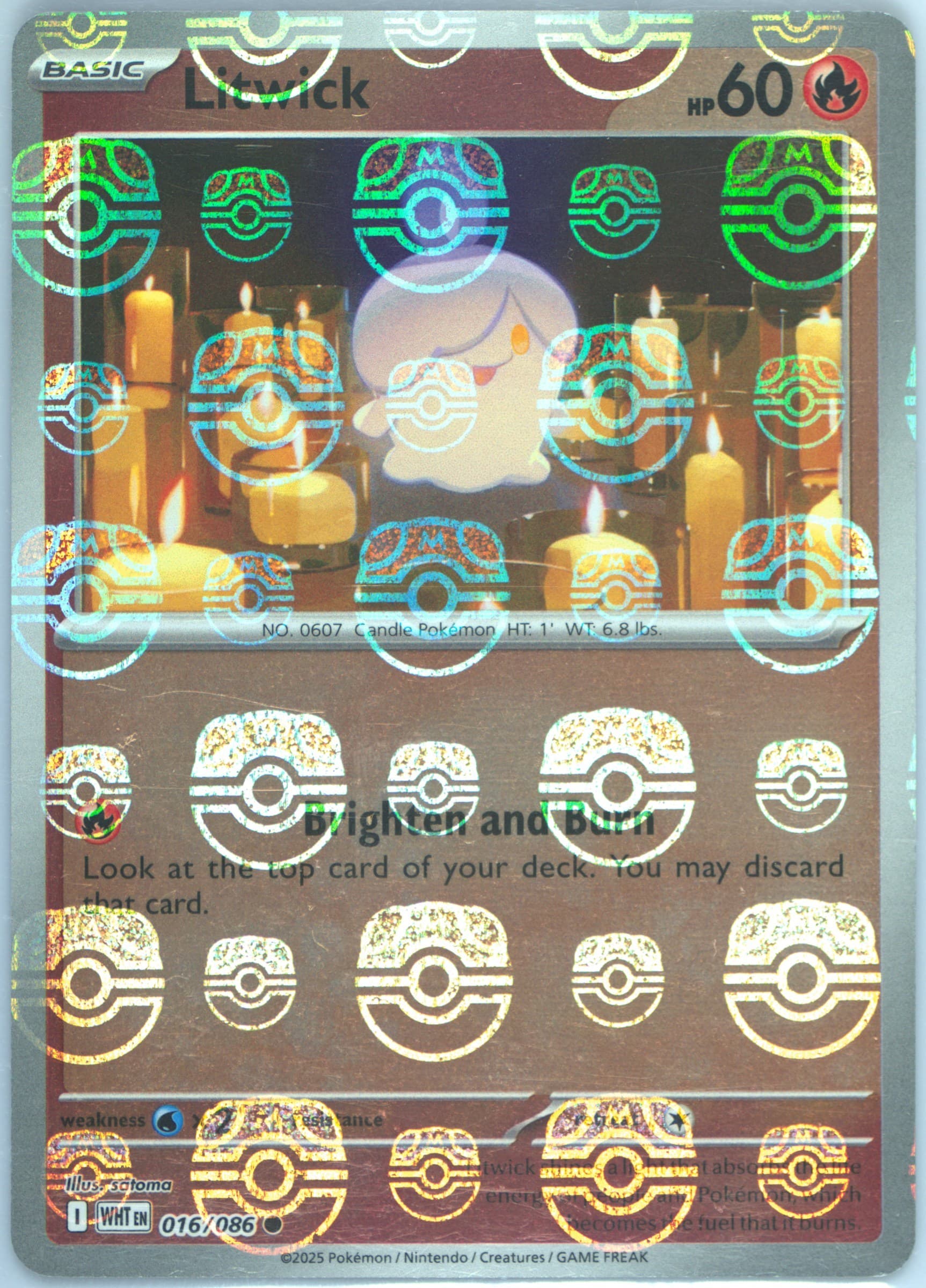 Litwick Master Ball Reverse Holo (016) 2025 Pokemon Wht EN-White Flare