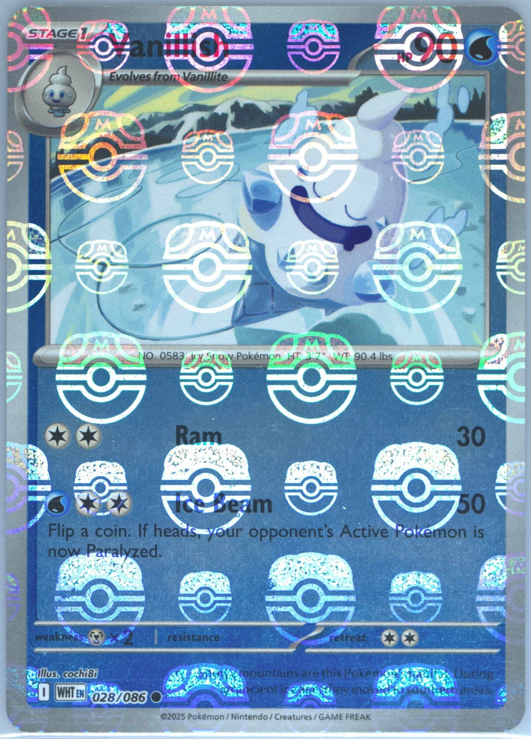 Vanillish Master Ball Reverse Holo (028) 2025 Pokemon Wht EN-White Flare
