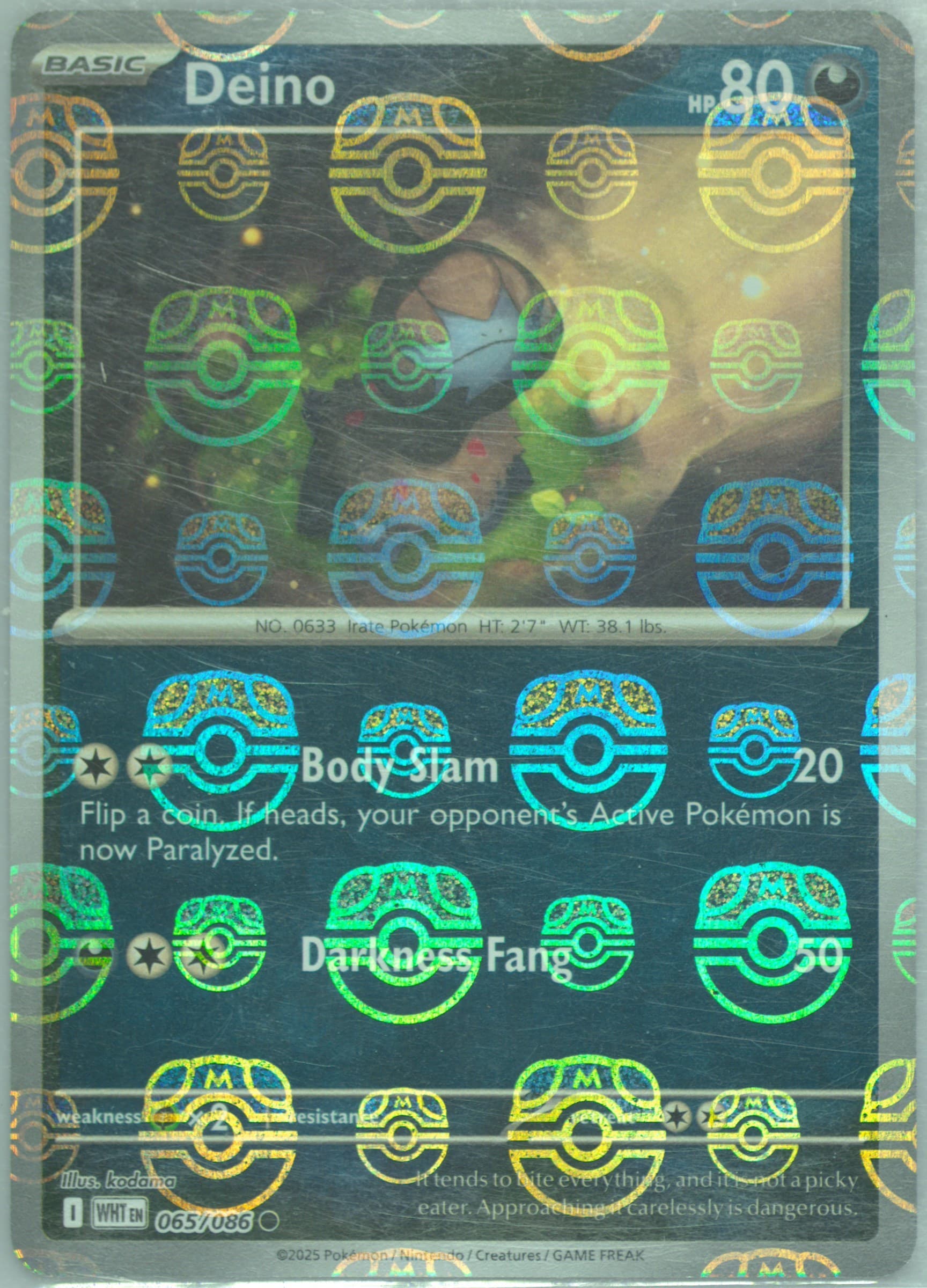 Deino Master Ball Reverse Holo (065) 2025 Pokemon Wht EN-White Flare