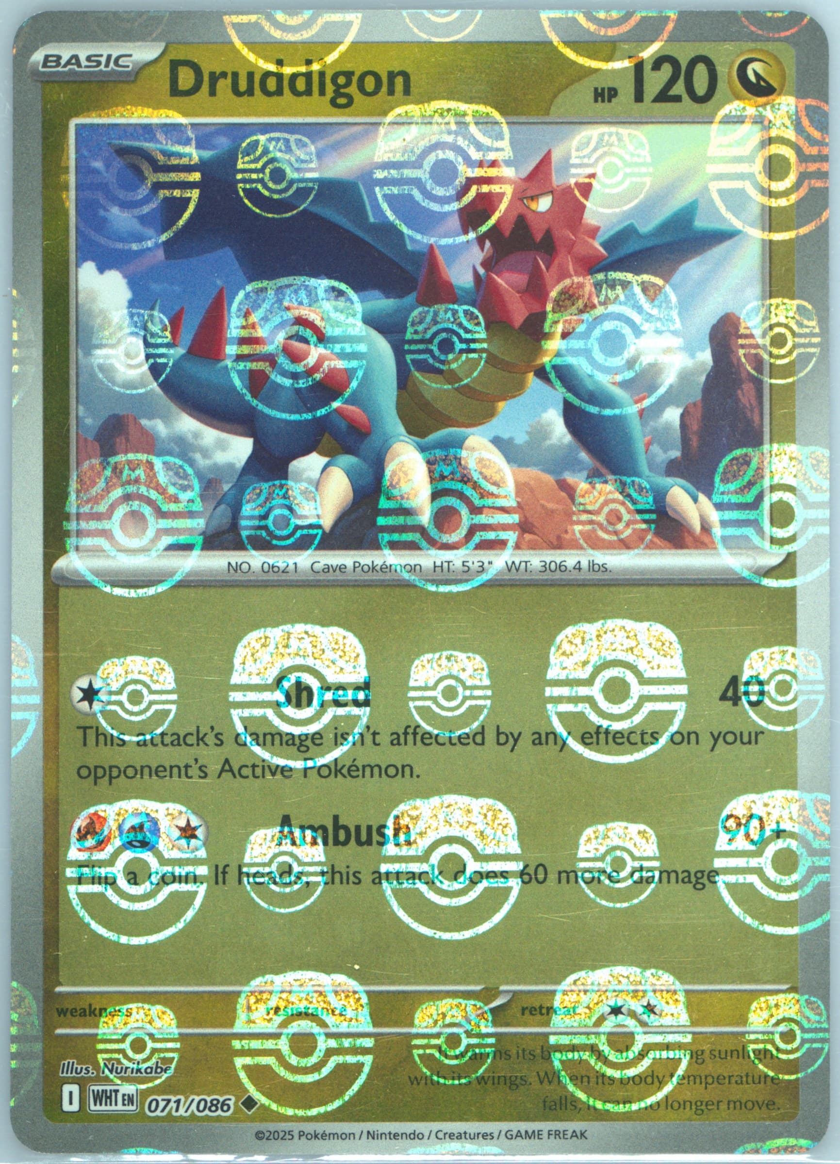 Druddigon Master Ball Reverse Holo (071) 2025 Pokemon Wht EN-White Flare