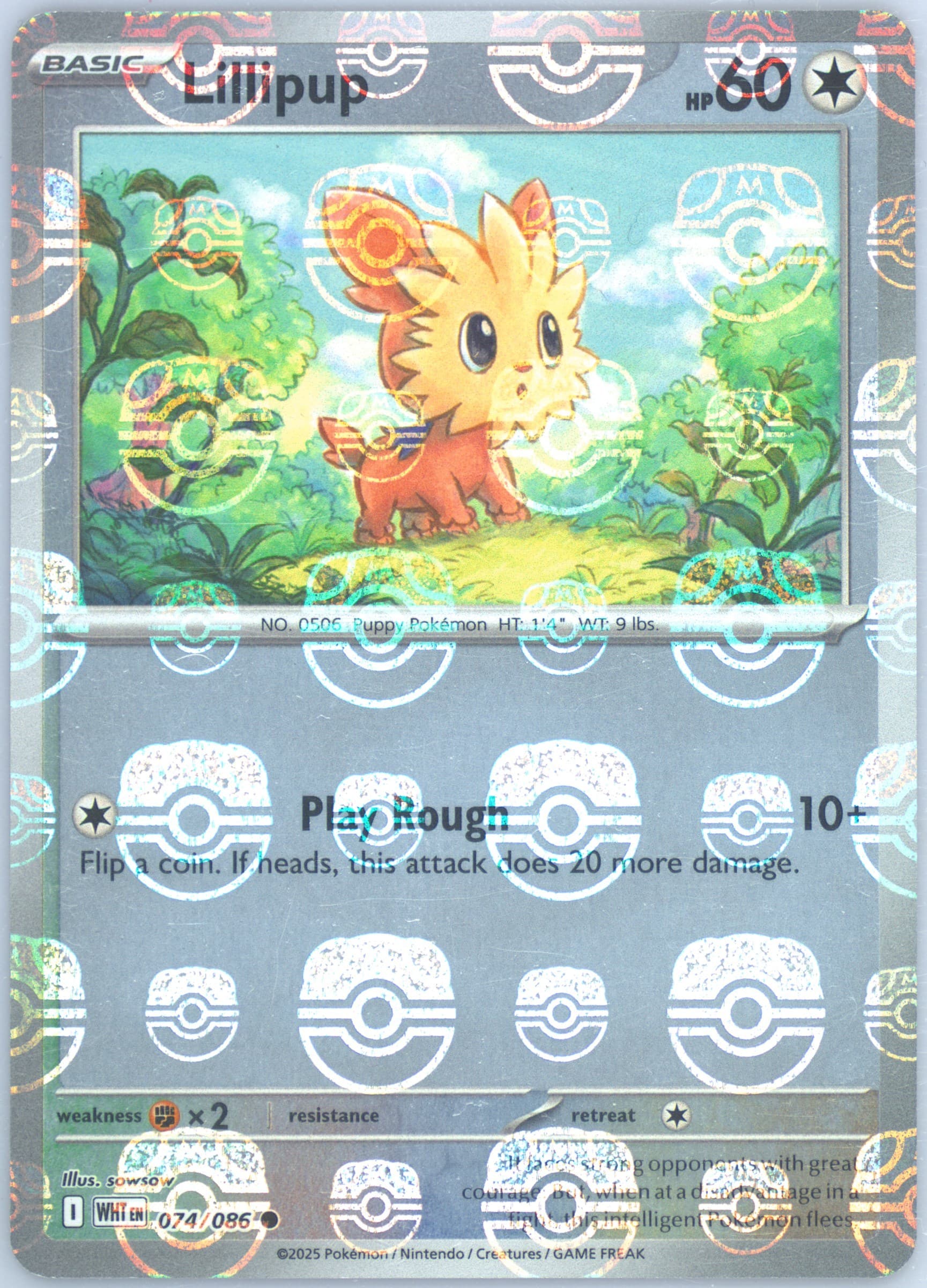 Lillipup Master Ball Reverse Holo (074) 2025 Pokemon Wht EN-White Flare