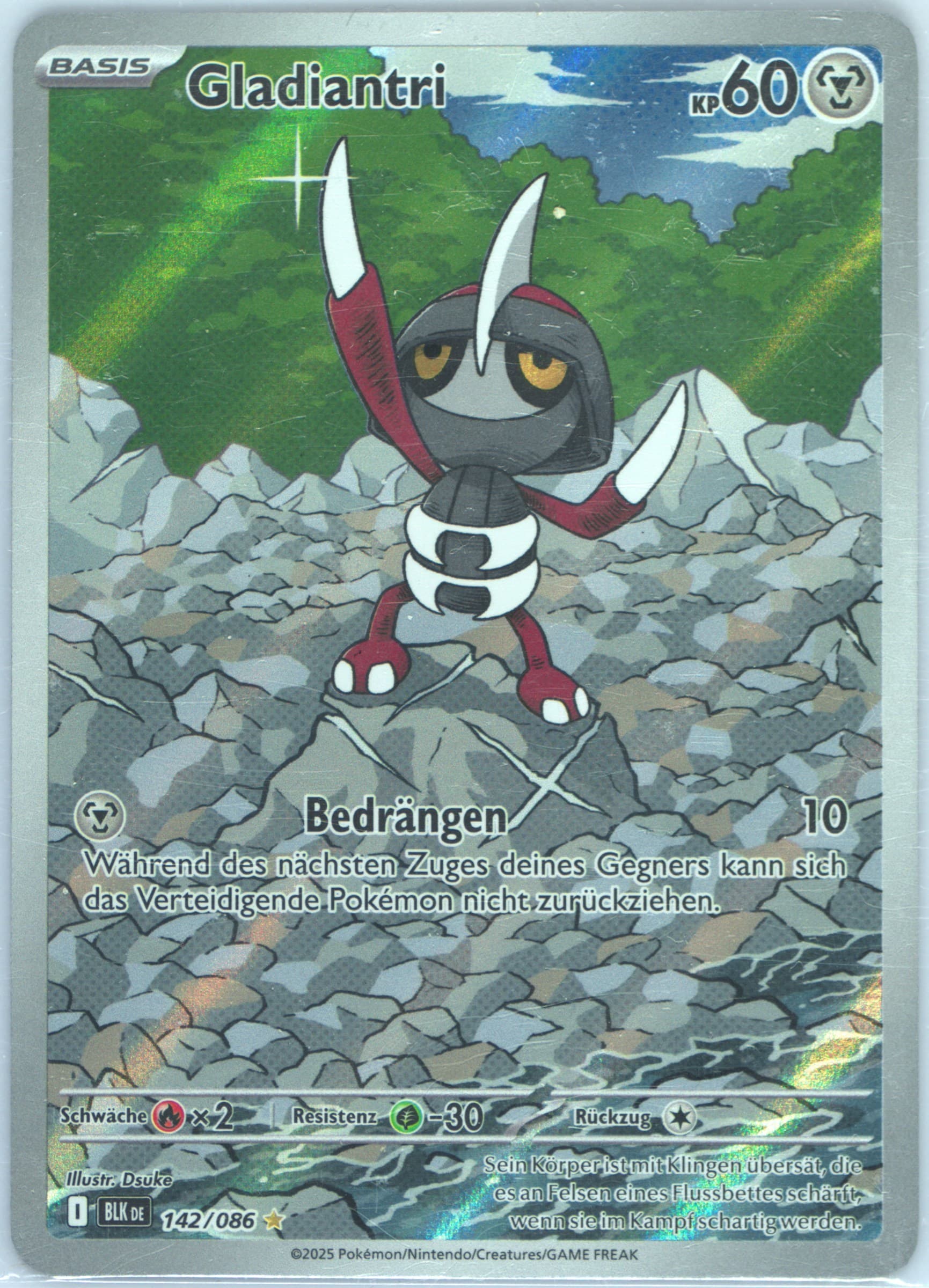 Pawniard Illustration Rare (142) 2025 Pokemon German Blk de-Black Bolt