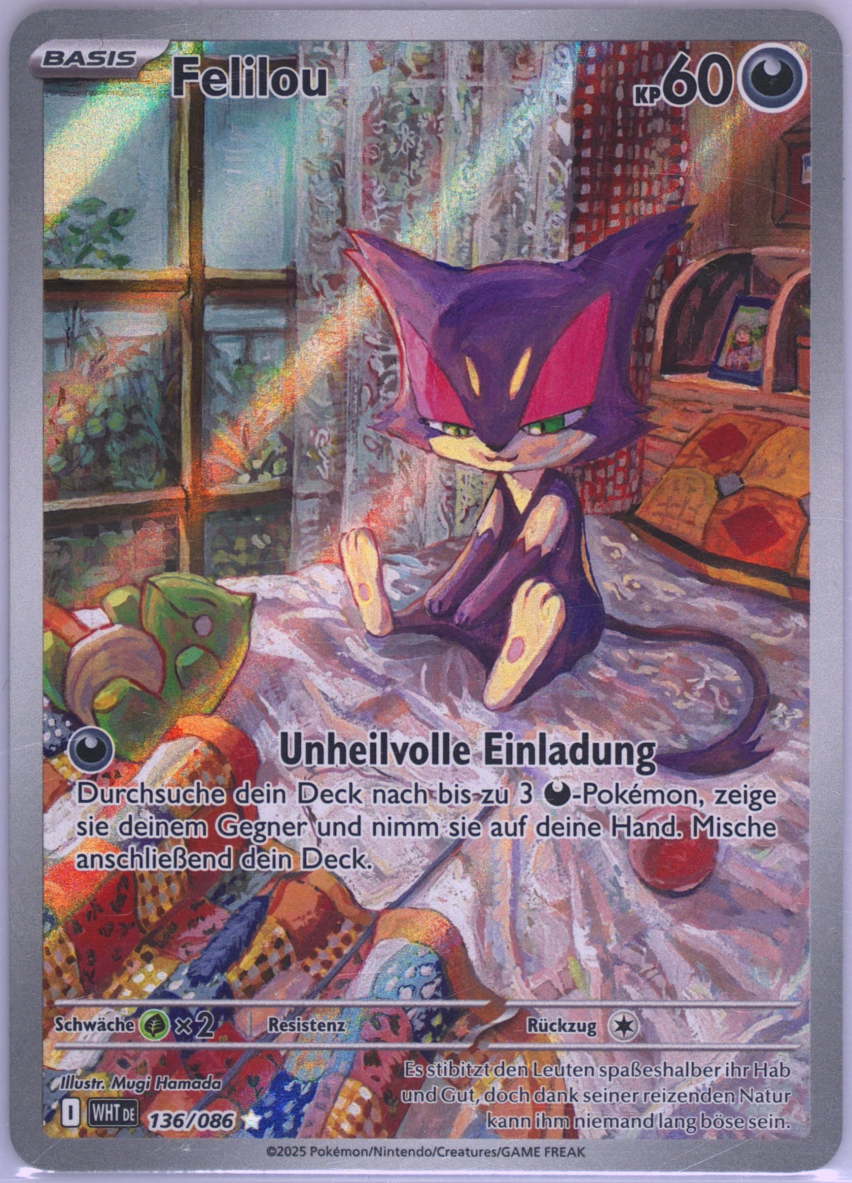Purrloin Illustration Rare (136) 2025 Pokemon German Wht de-White Flare