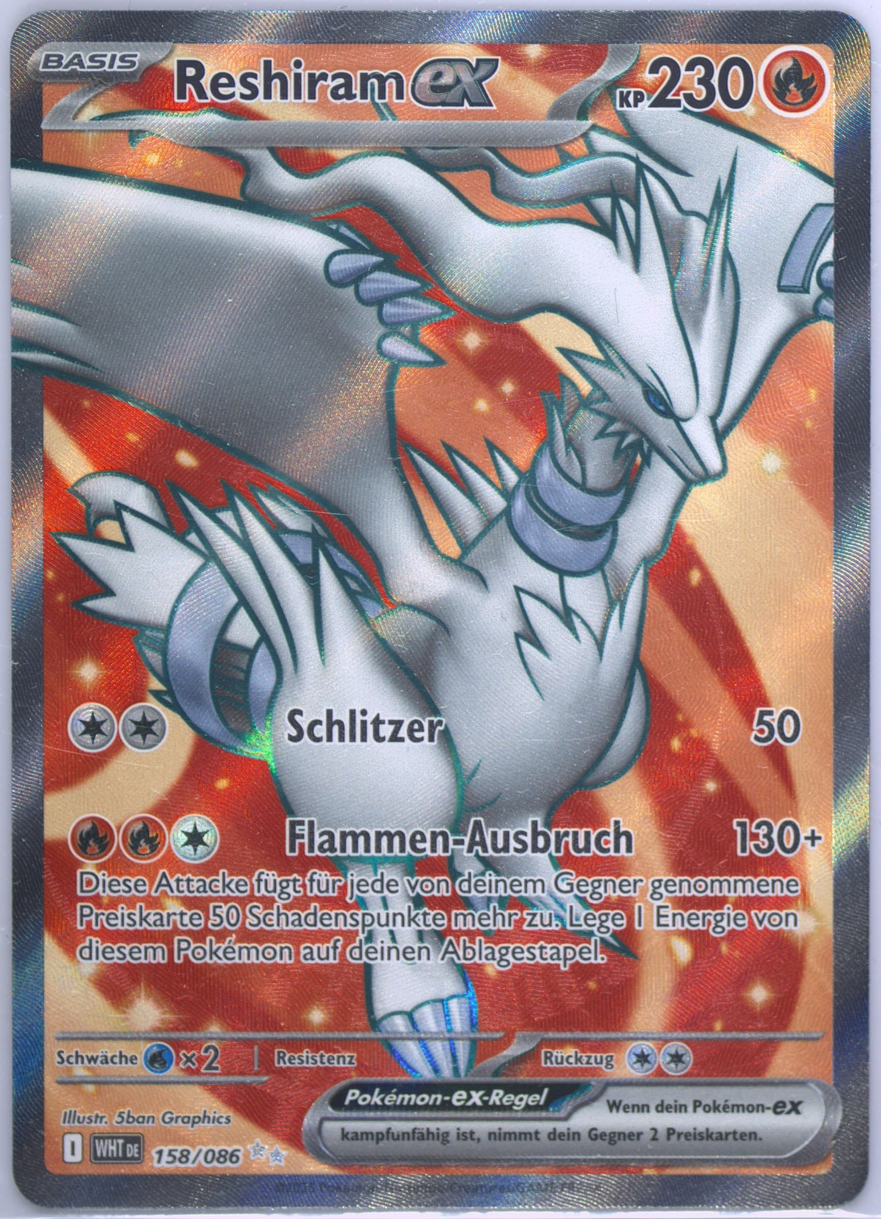 Reshiram EX Ultra Rare (158) 2025 Pokemon German Wht de-White Flare